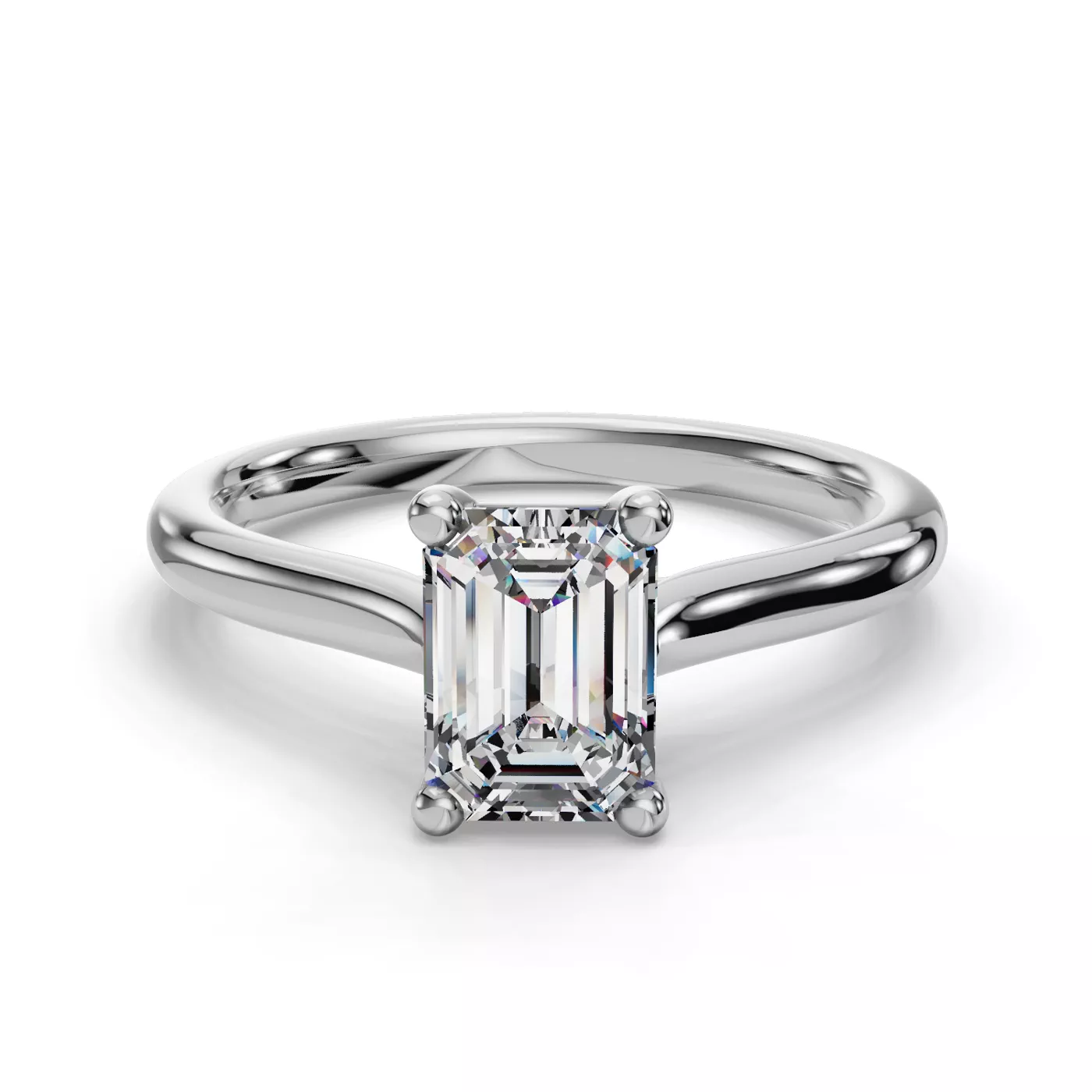 Cathedral Profile 18K White Gold Engagement Ring