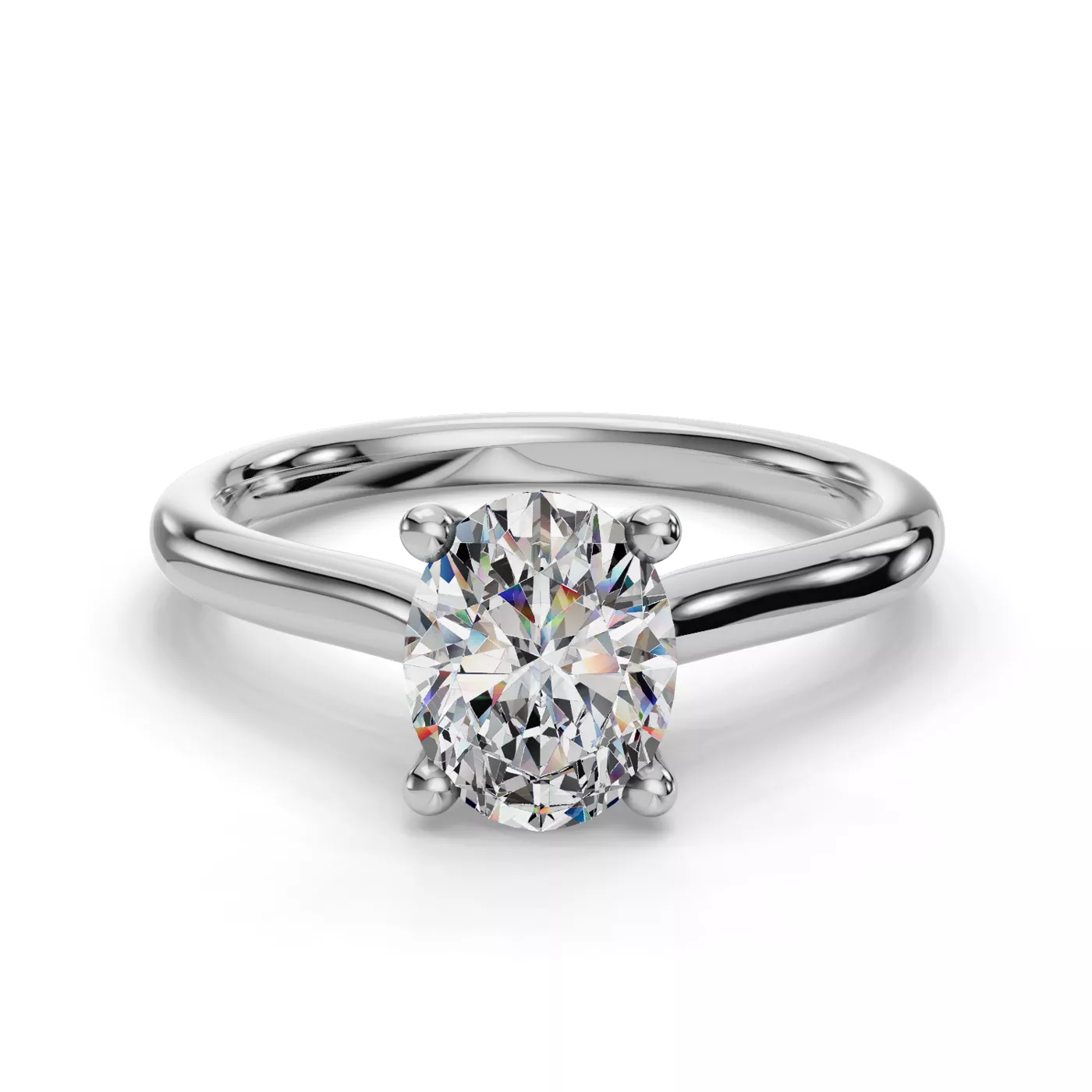 Cathedral Profile 18K White Gold Engagement Ring