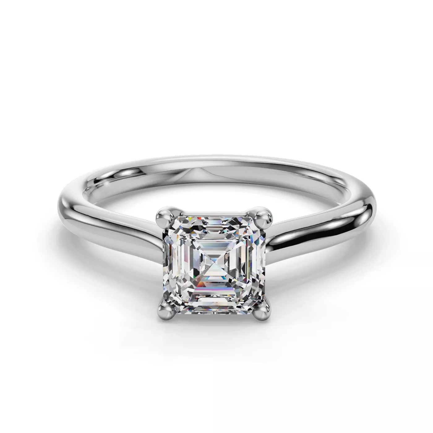 Cathedral Profile 18K White Gold Engagement Ring
