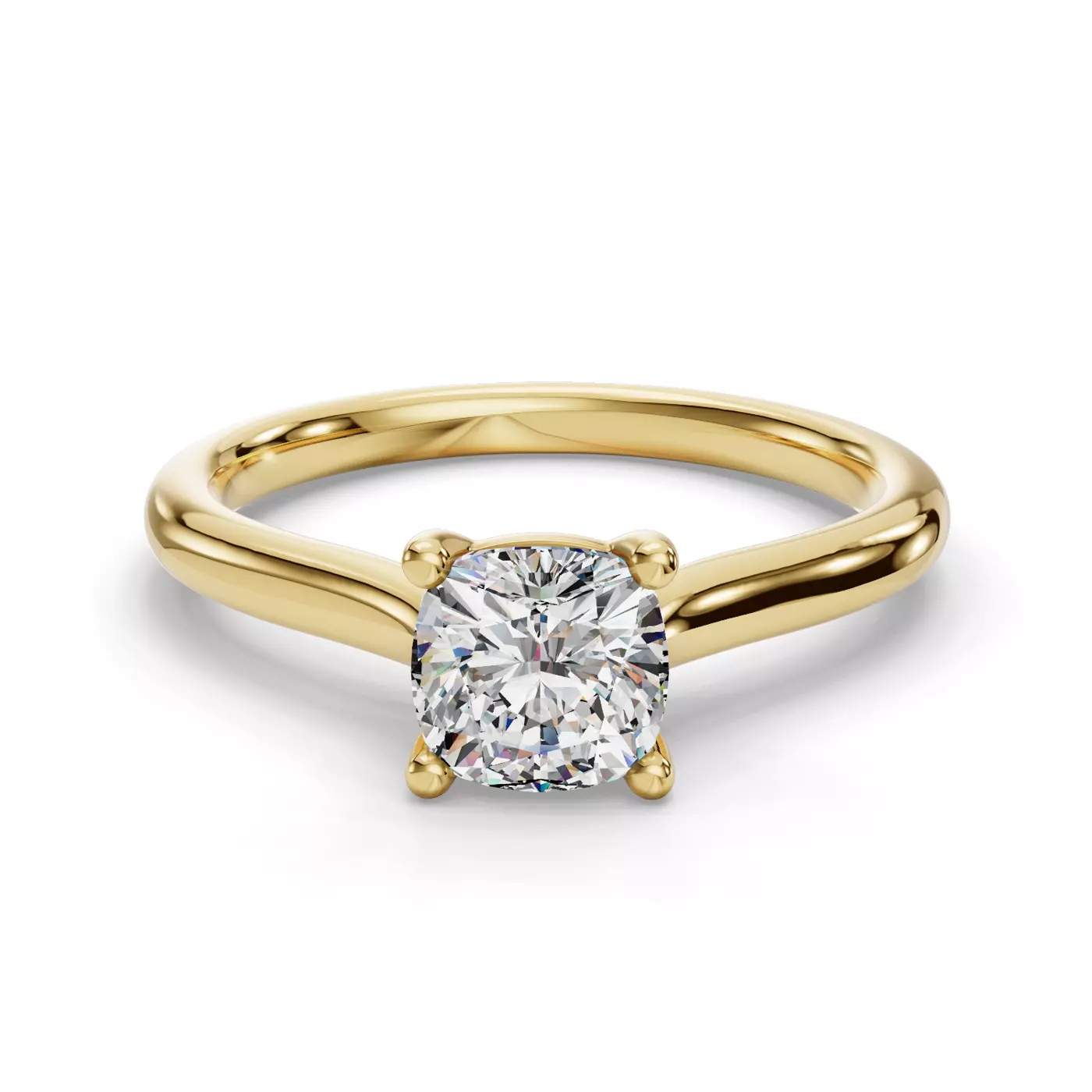 Cathedral Profile 18K Yellow Gold Engagement Ring