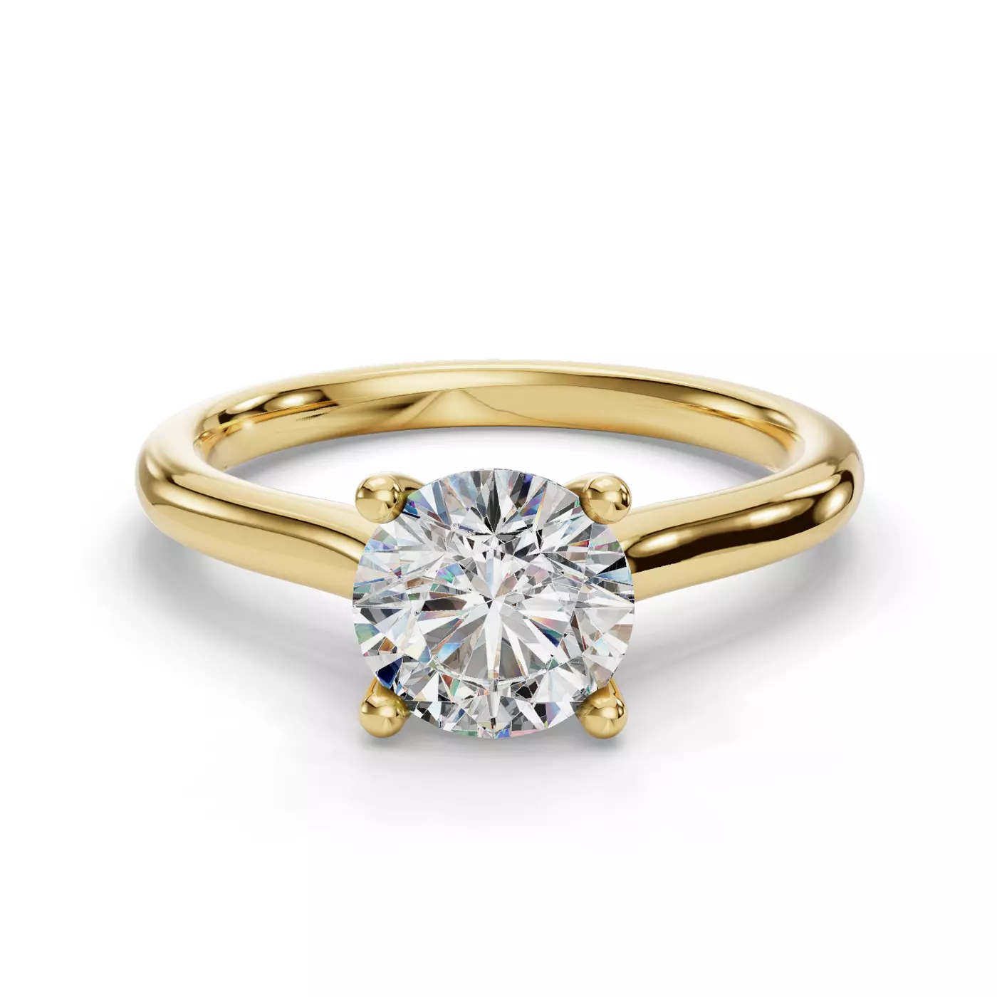 Cathedral Profile 18K Yellow Gold Engagement Ring