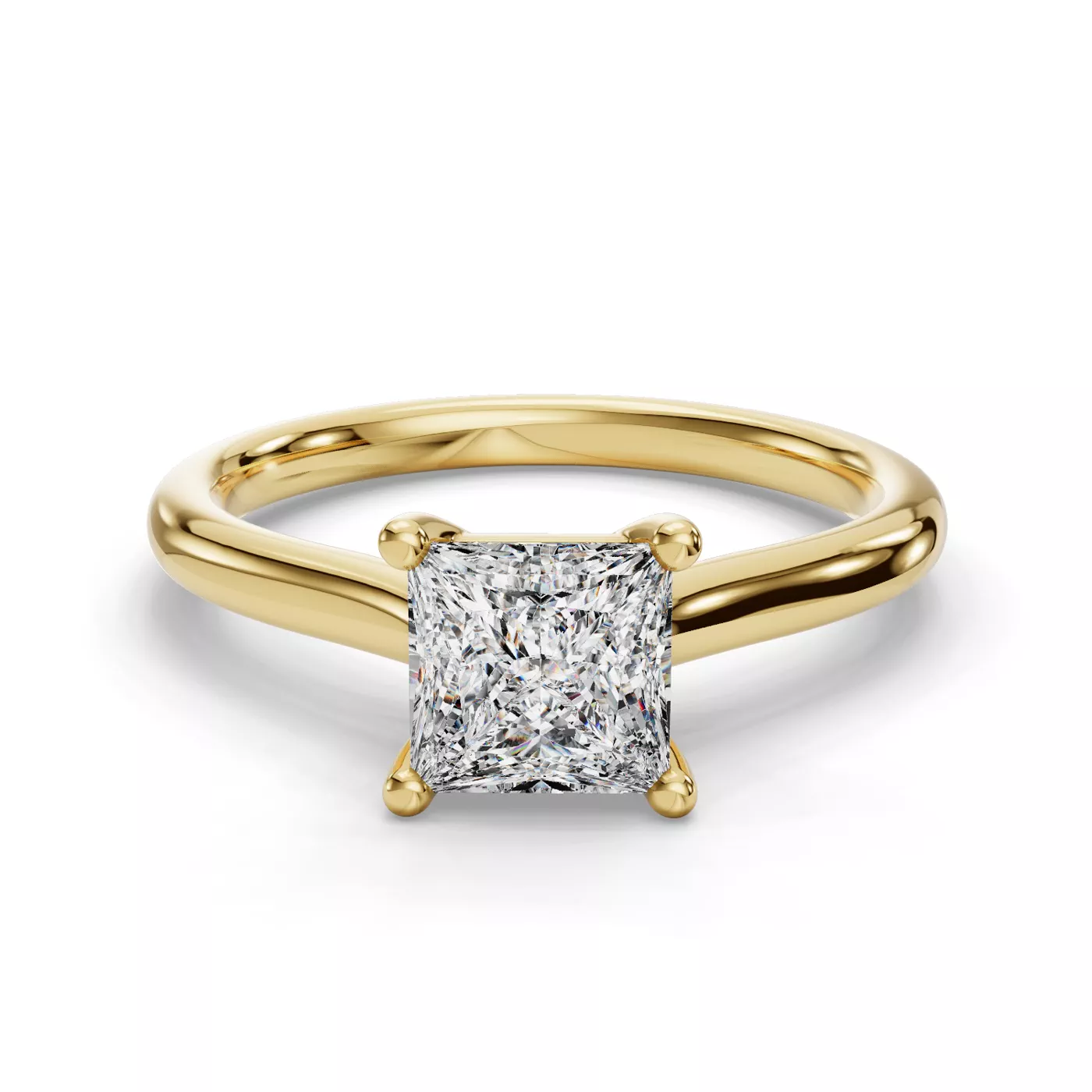 Cathedral Profile 18K Yellow Gold Engagement Ring