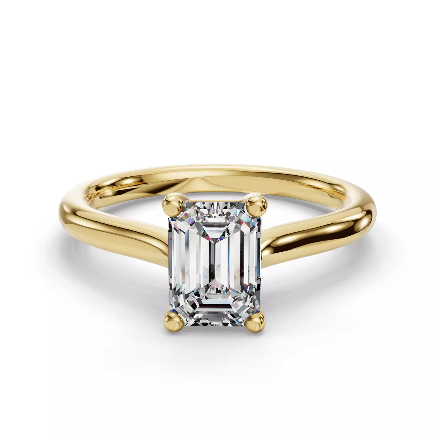 Cathedral Profile 18K Yellow Gold Engagement Ring