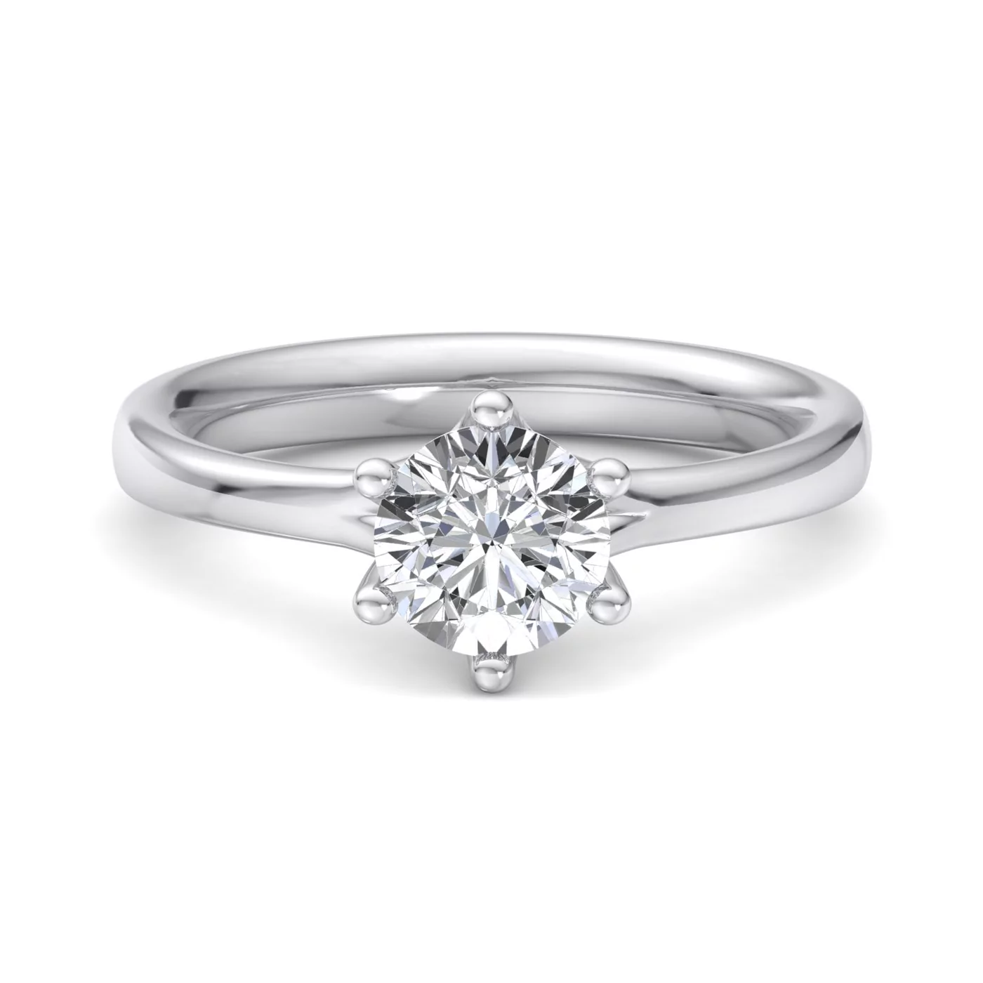 Classic Solitaire Focus 18K White Gold Engagement Ring