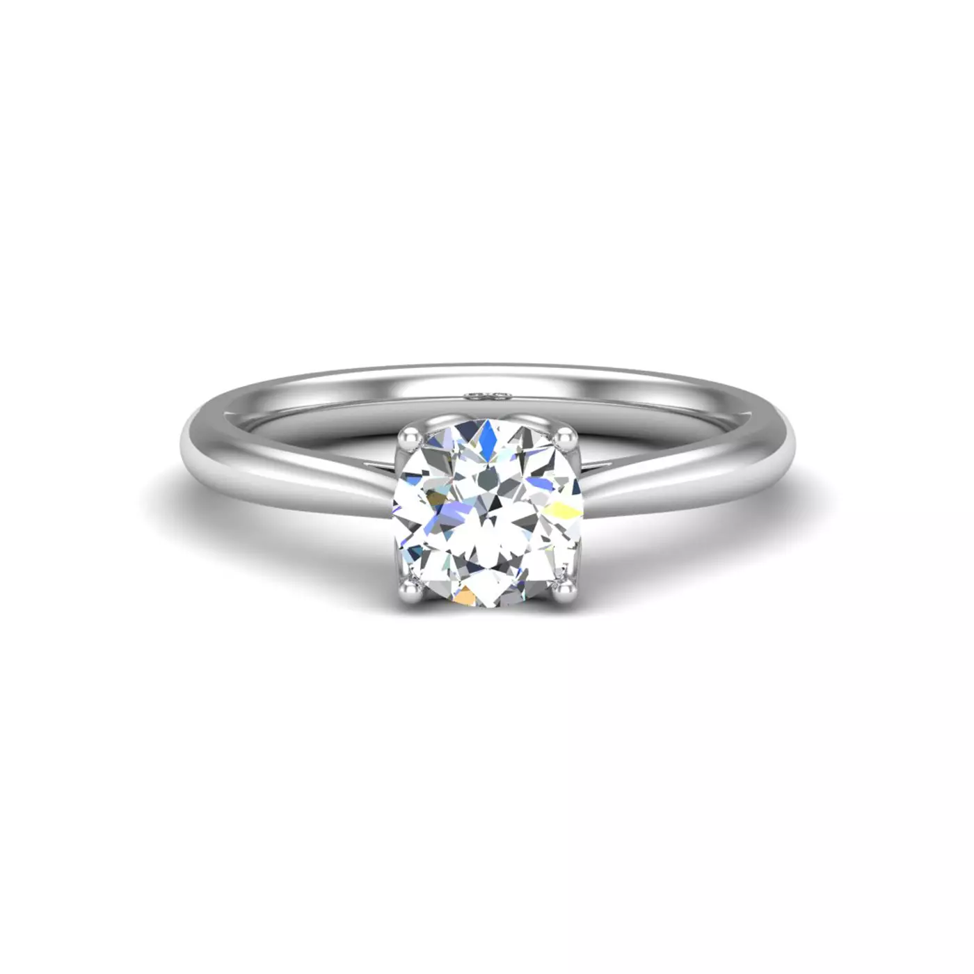 Flower-Bed Setting 14K White Gold Engagement Ring