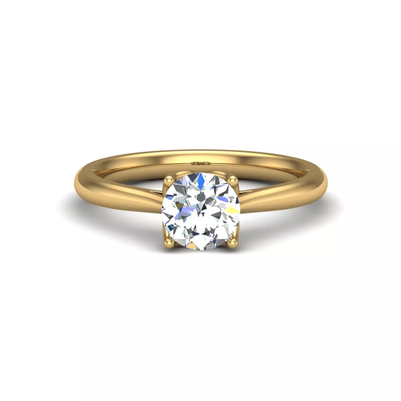 Flower-Bed Setting 14K Yellow Gold Engagement Ring