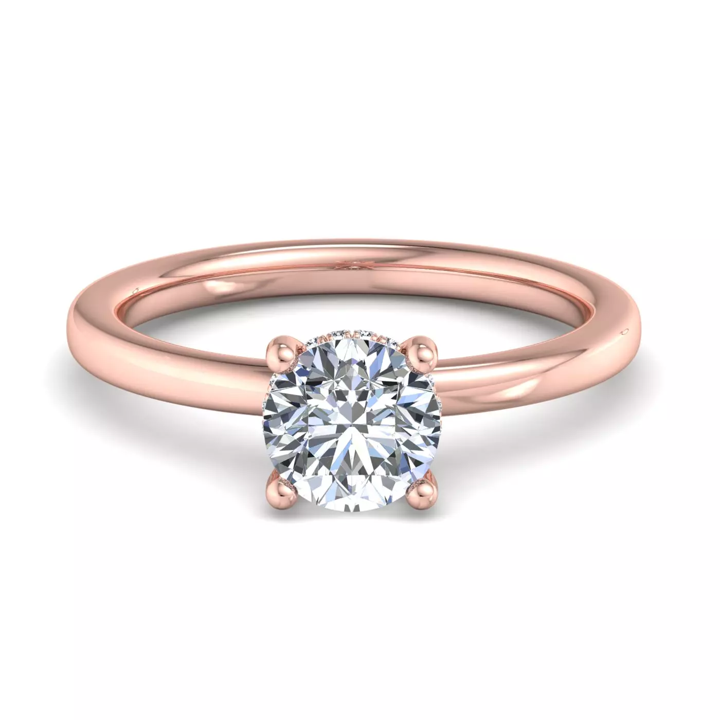 Concealed Halo Sparkle 14K Rose Gold Engagement Ring