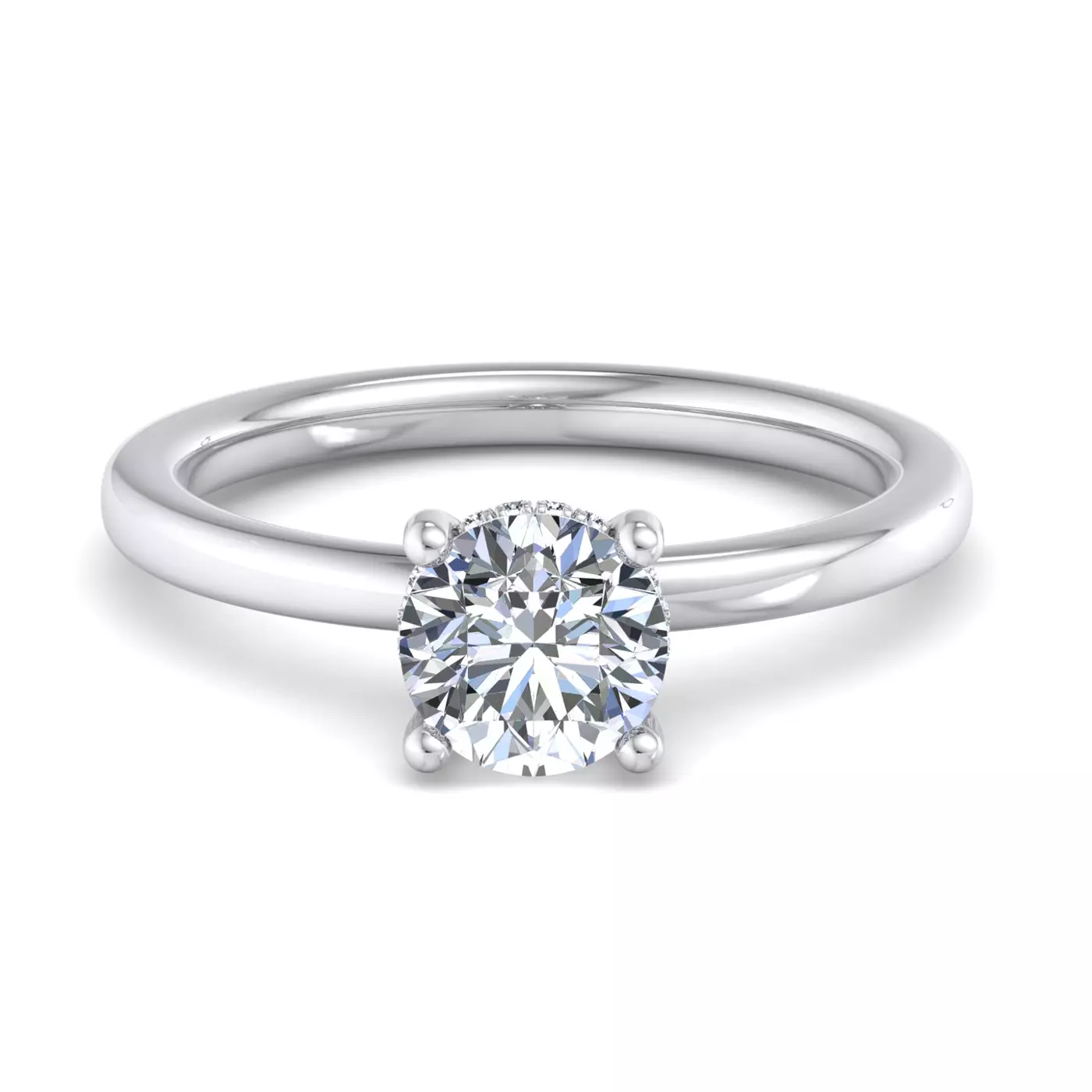 Concealed Halo Sparkle 14K White Gold Engagement Ring