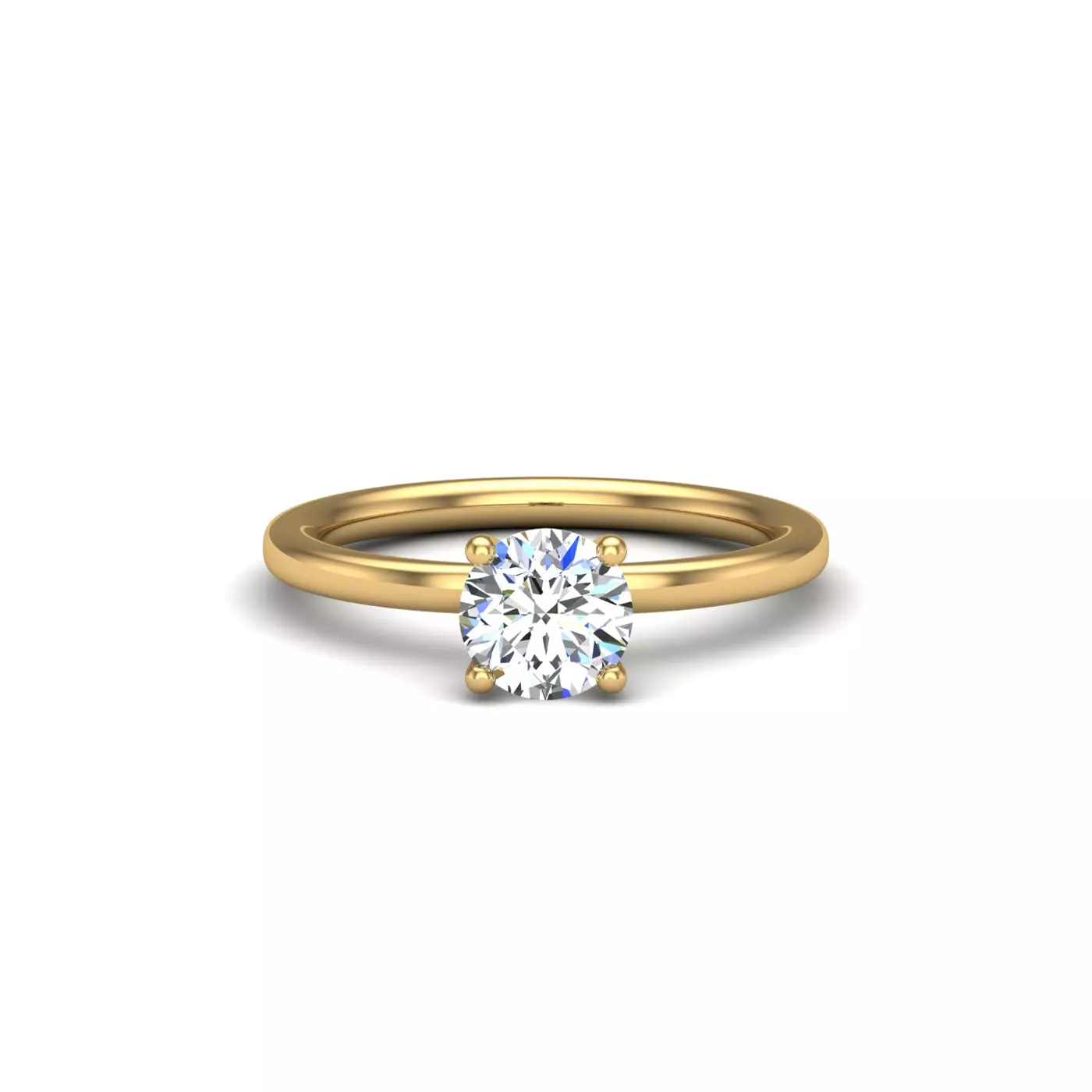Hidden Halo Collar 18K Yellow Gold Engagement Ring