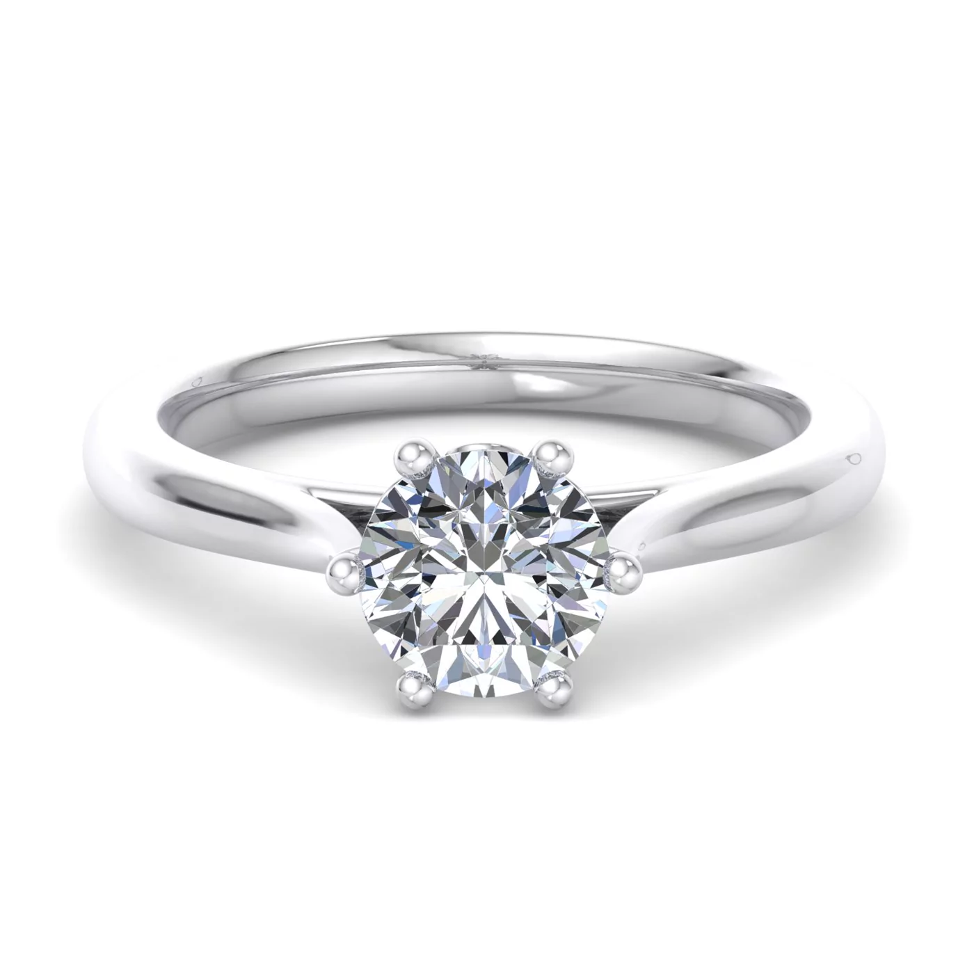Cathedral Silhouette 18K White Gold Engagement Ring