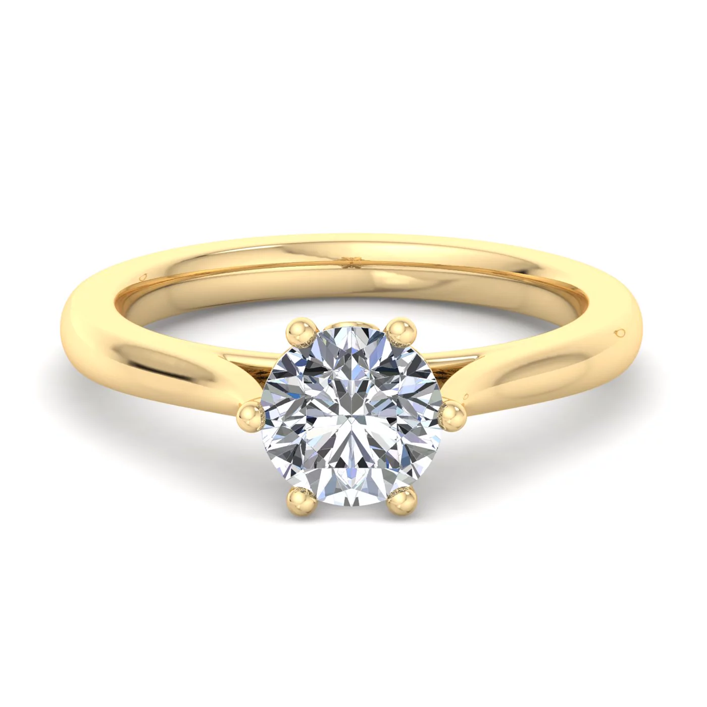 Cathedral Silhouette 18K Yellow Gold Engagement Ring