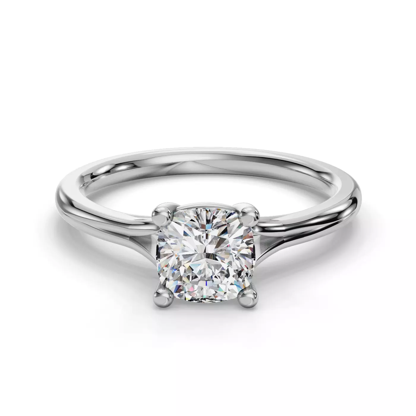 Split Shank 18K White Gold Engagement Ring