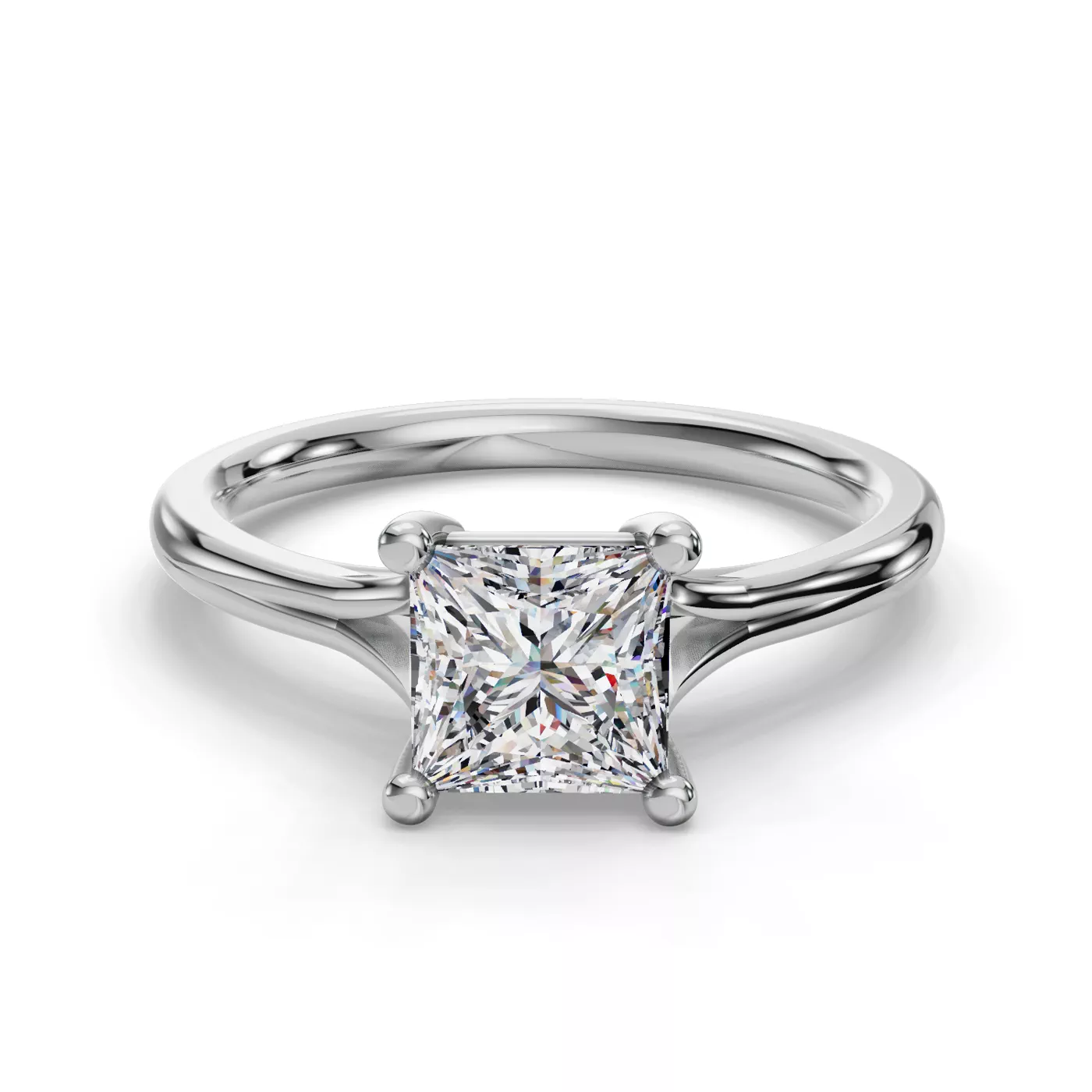 Split Shank 18K White Gold Engagement Ring