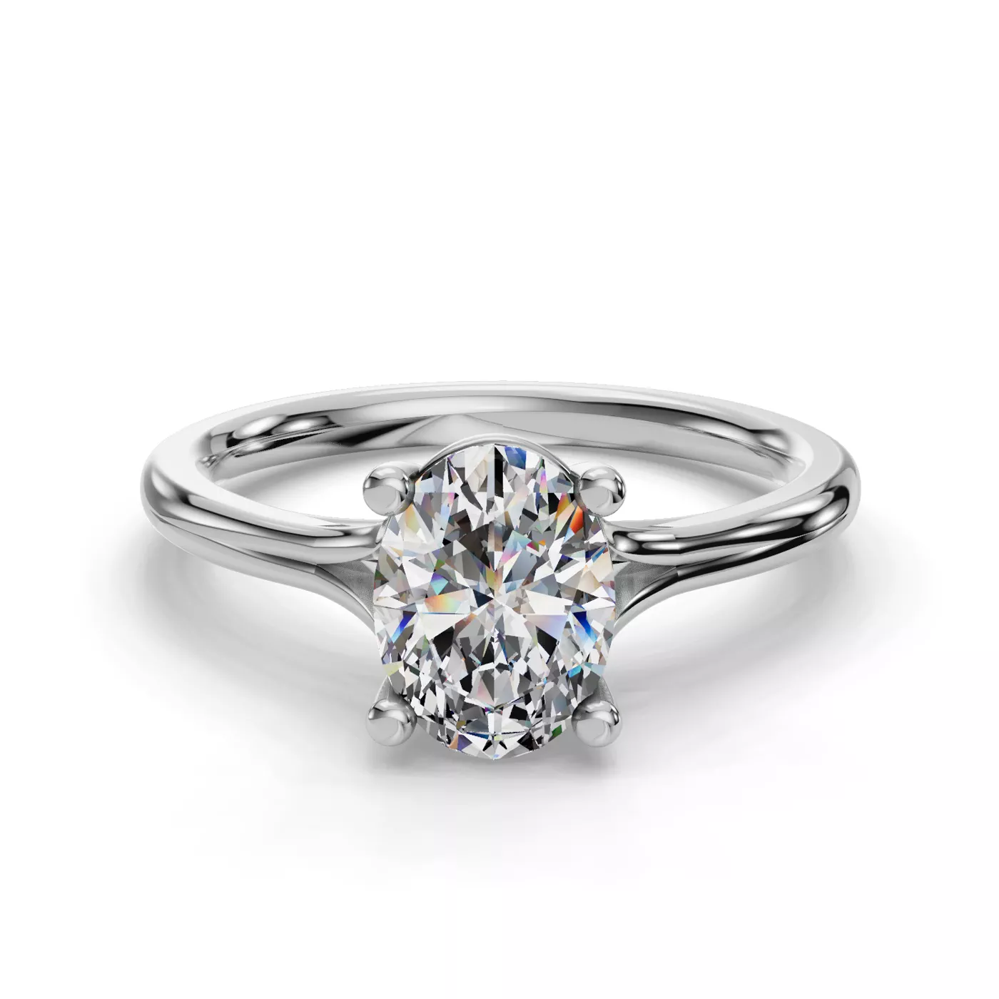 Split Shank 18K White Gold Engagement Ring