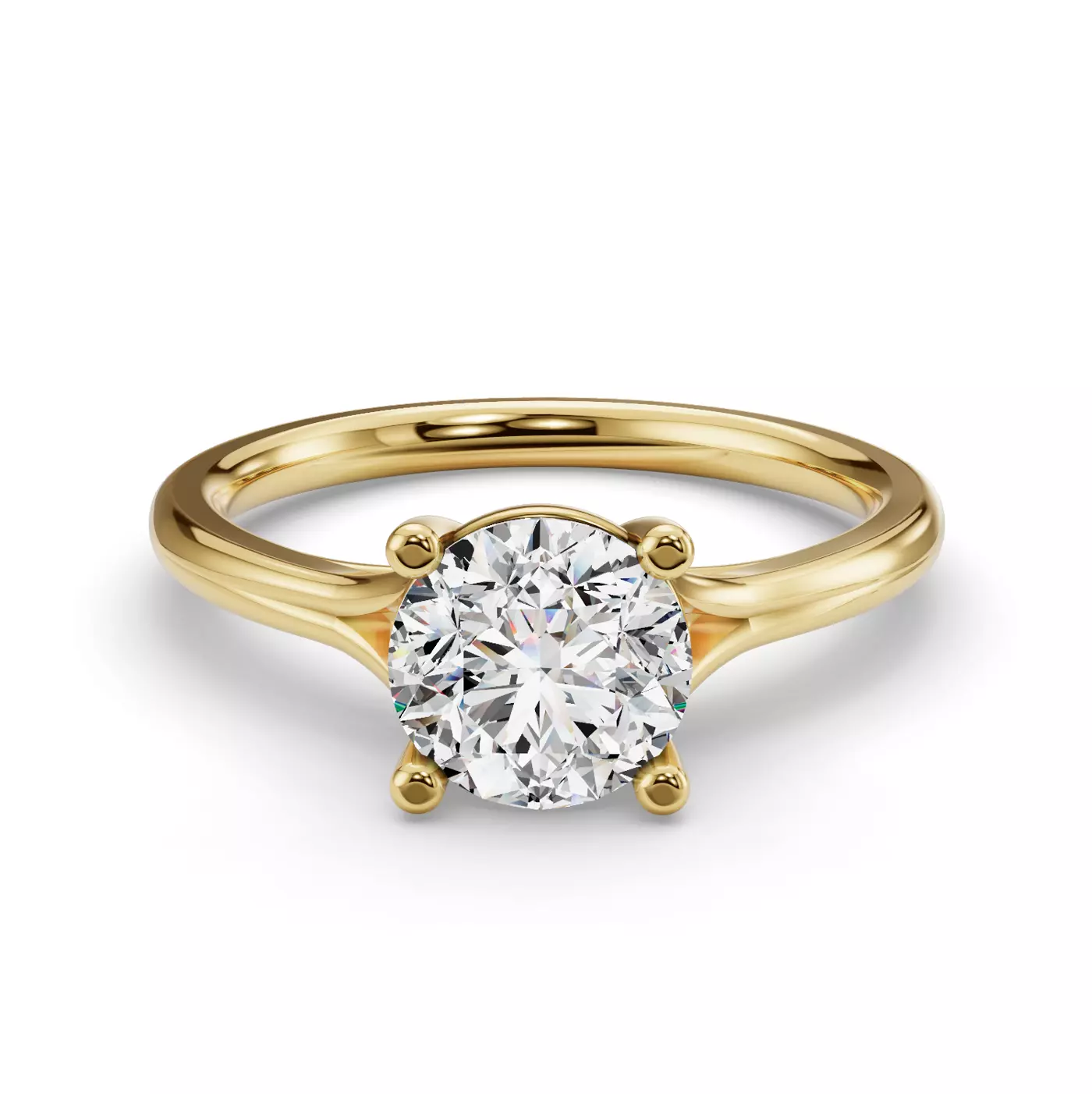 Split Shank 18K Yellow Gold Engagement Ring