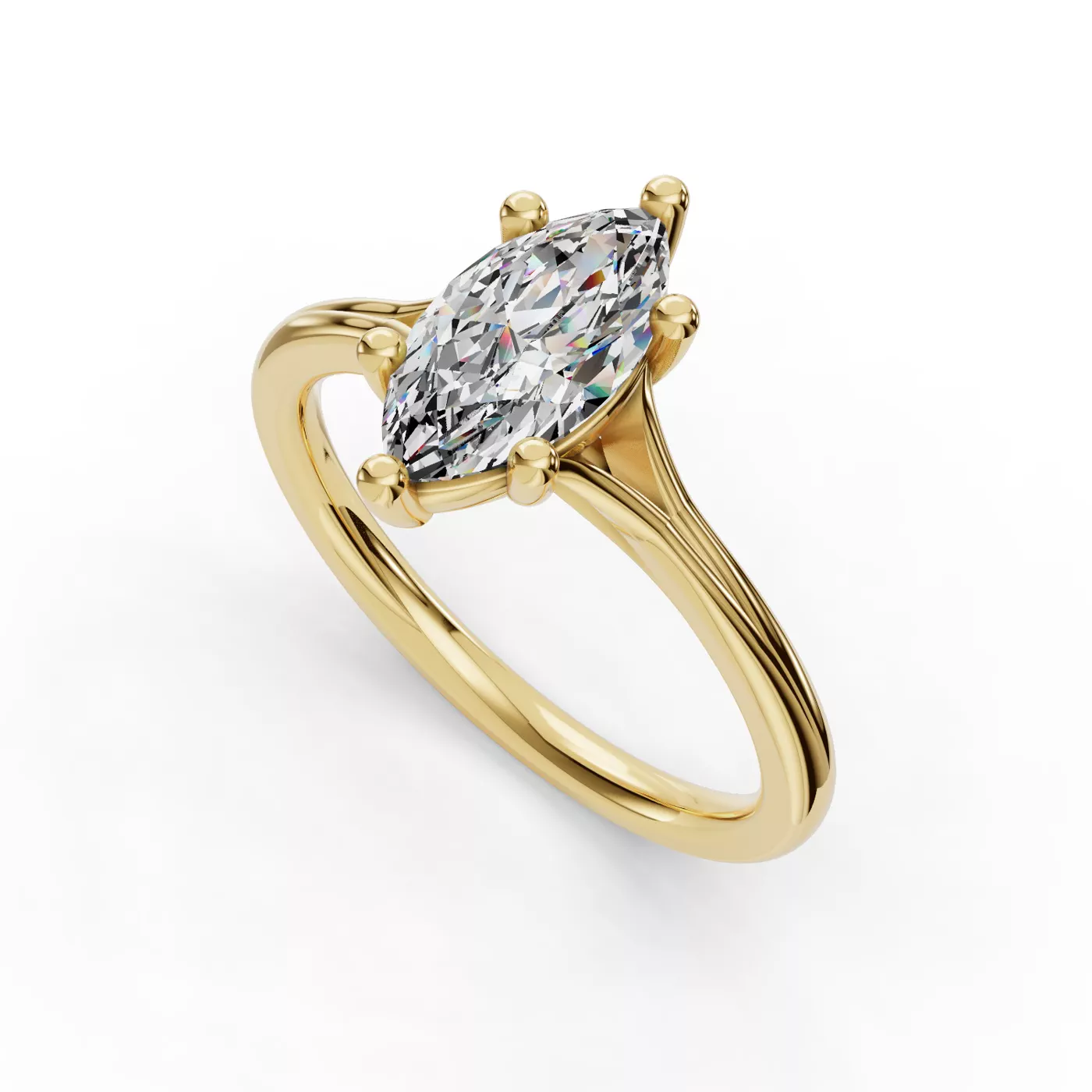 Split Shank 18K Yellow Gold Engagement Ring