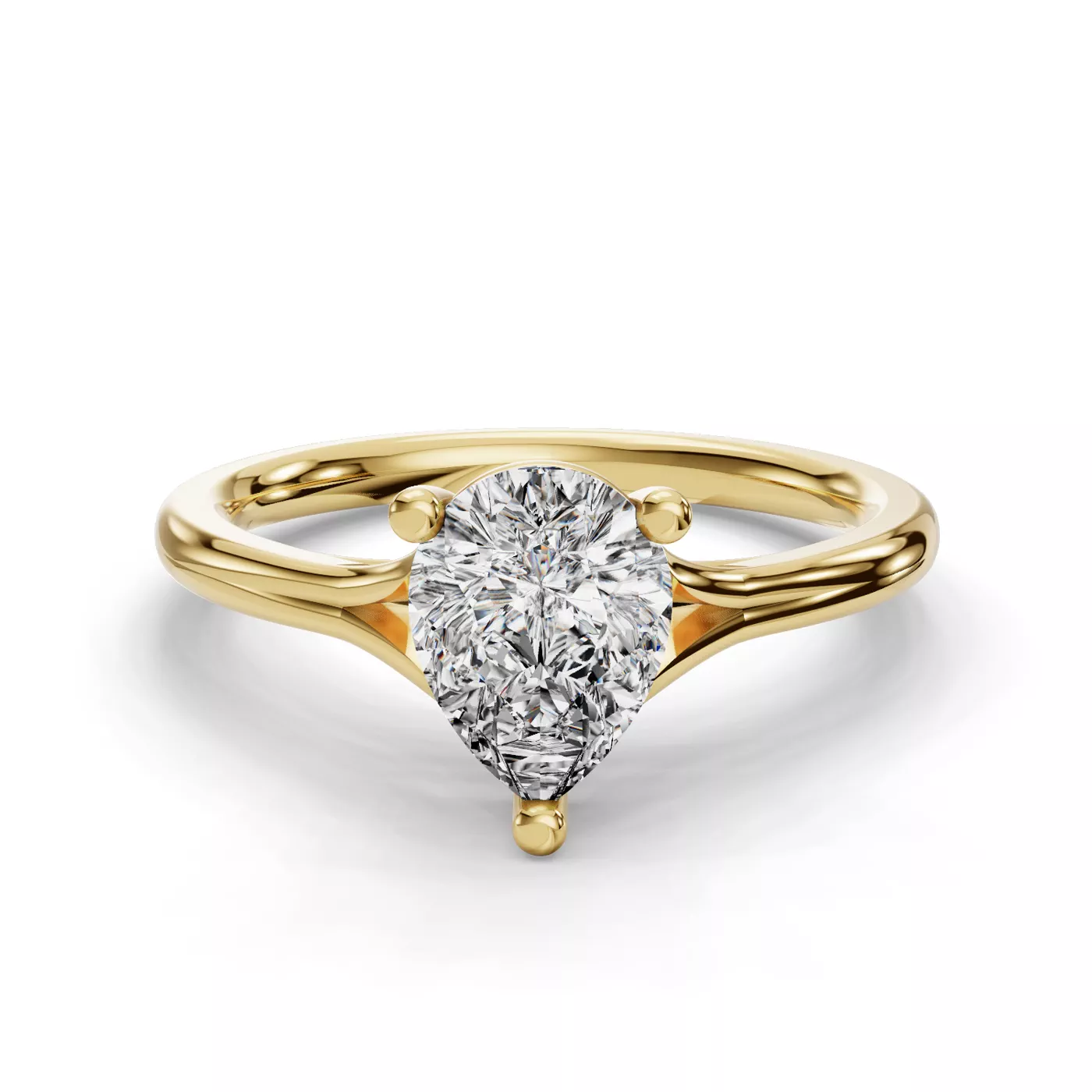 Split Shank 18K Yellow Gold Engagement Ring