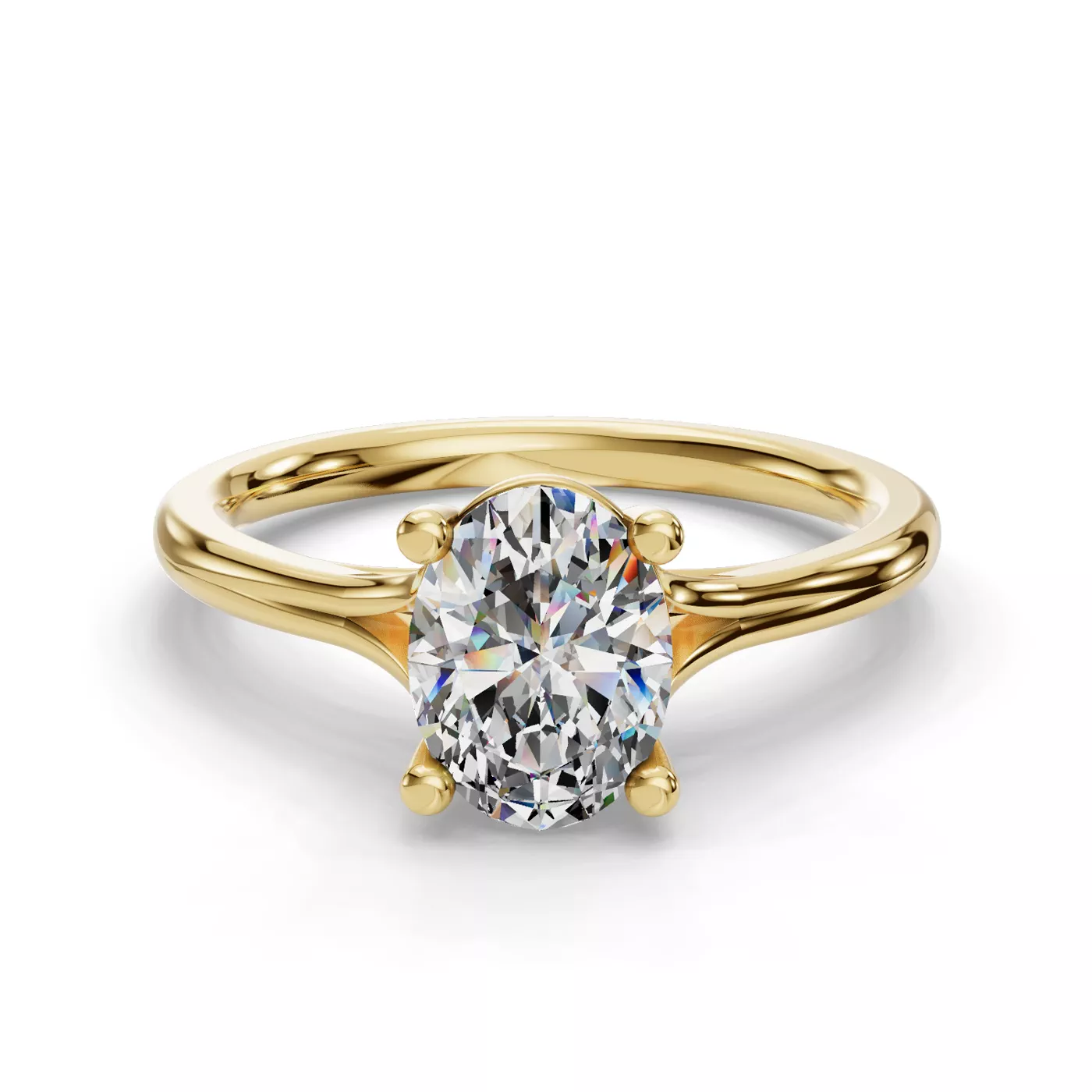 Split Shank 18K Yellow Gold Engagement Ring