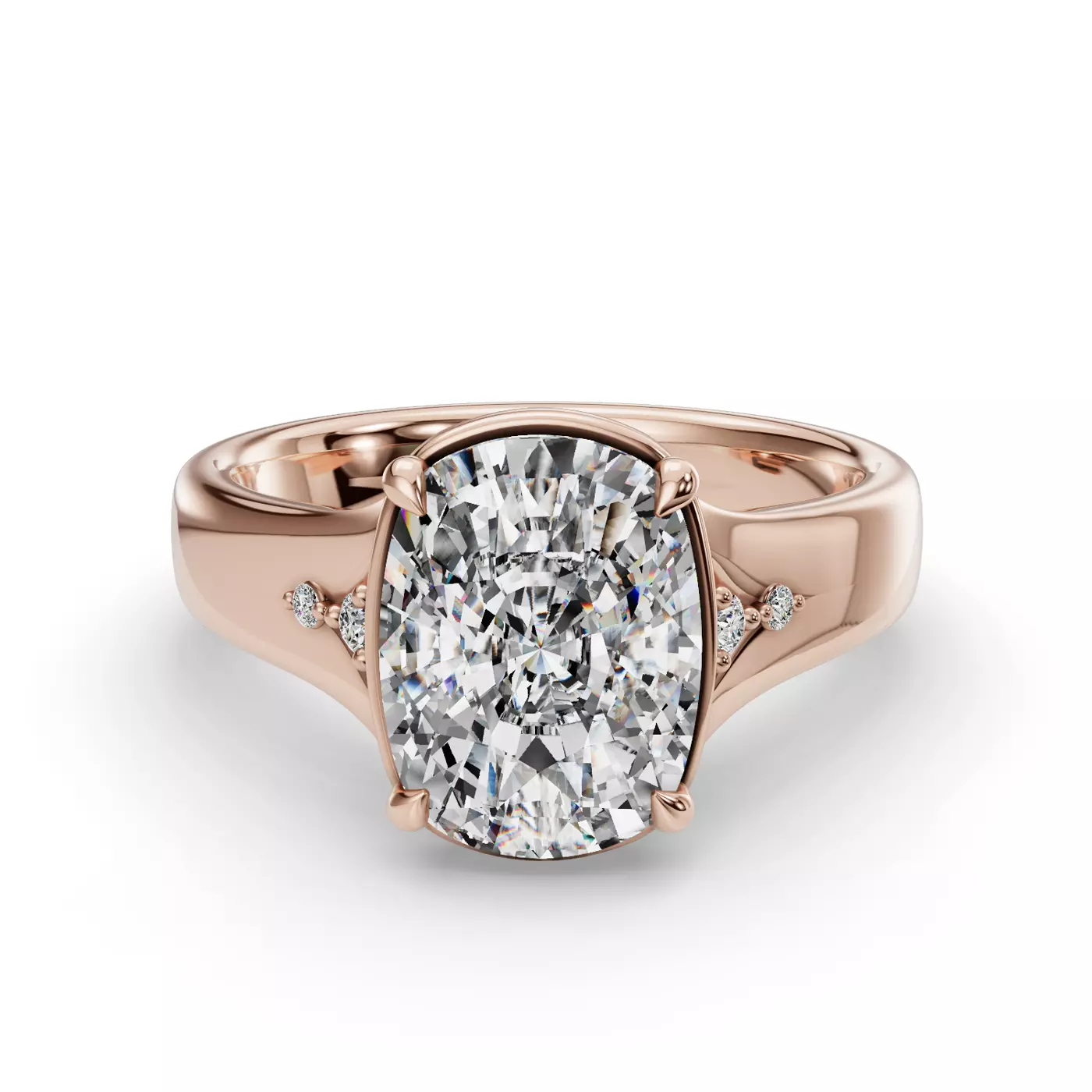 Smooth Bezel Frame 14K Rose Gold Engagement Ring