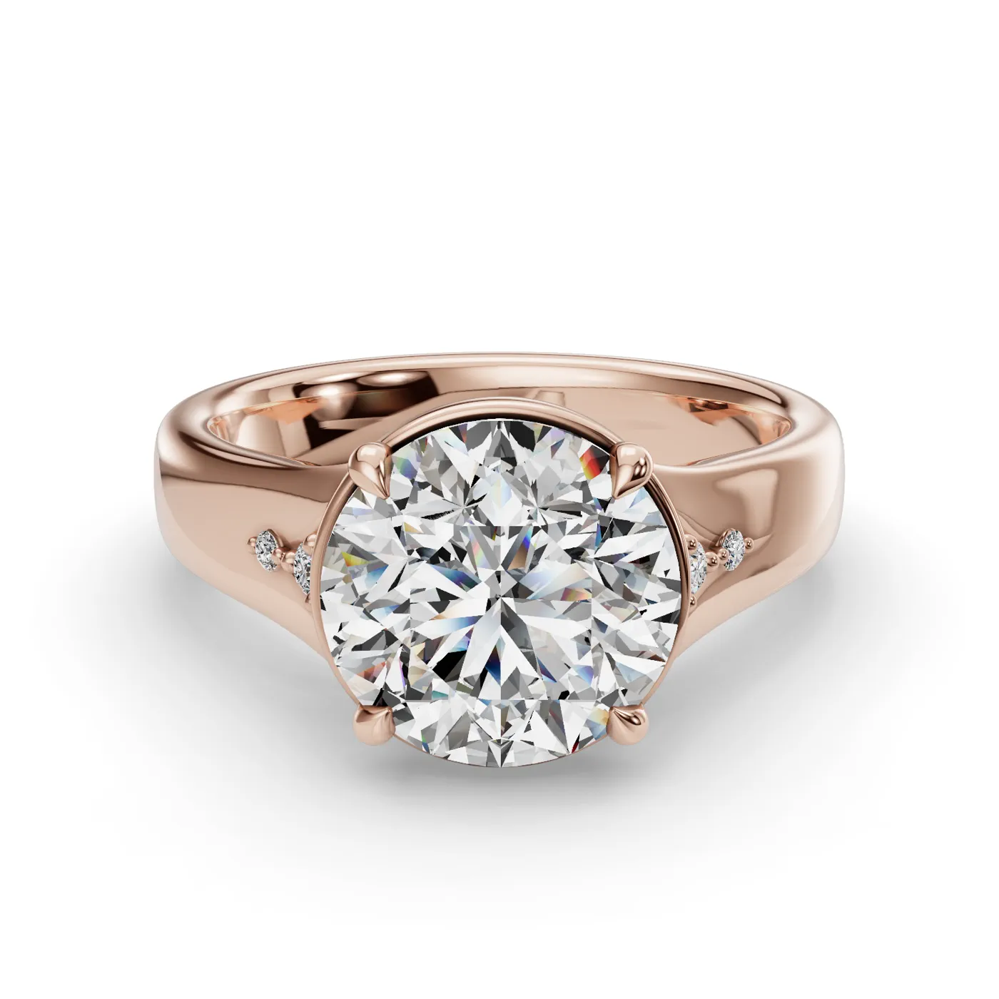 Smooth Bezel Frame 14K Rose Gold Engagement Ring