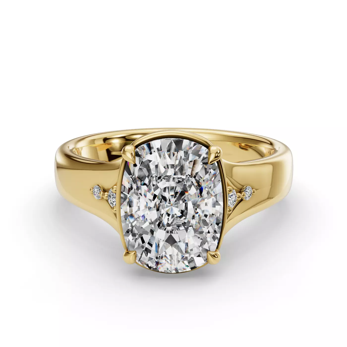 Smooth Bezel Frame 14K Yellow Gold Engagement Ring