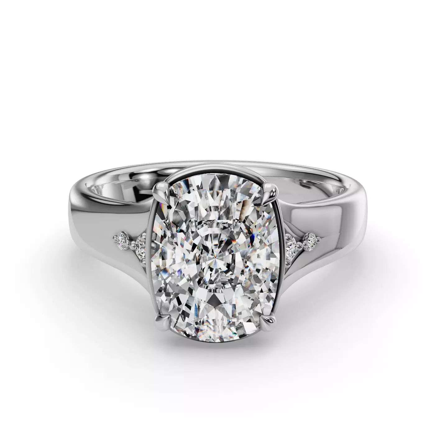 Smooth Bezel Frame Platinum Engagement Ring