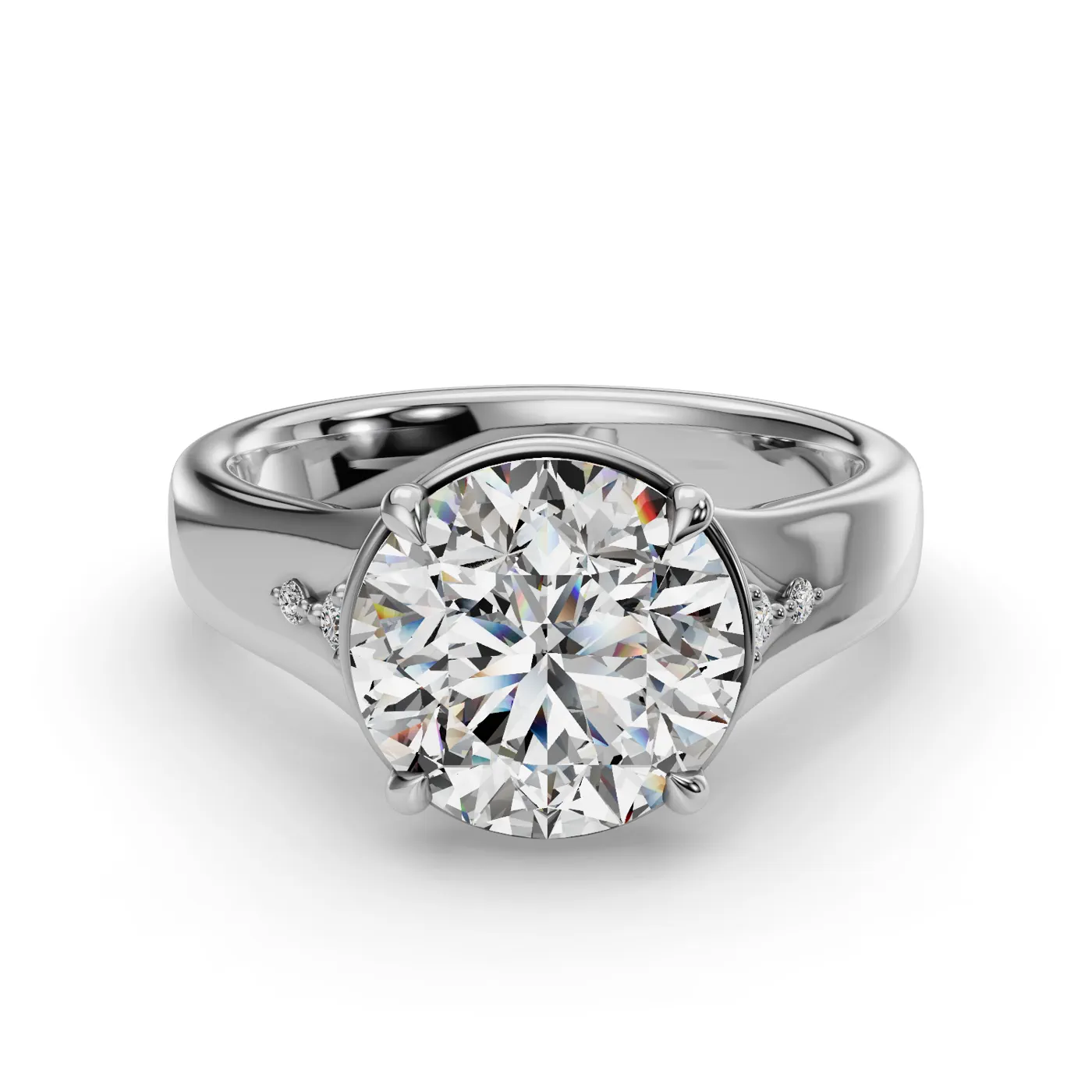 Smooth Bezel Frame Platinum Engagement Ring
