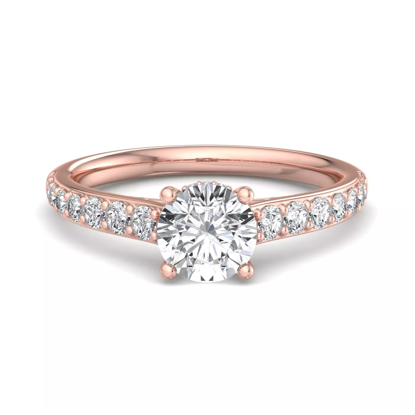 Cathedral Side-Stone 14K Rose Gold Engagement Ring
