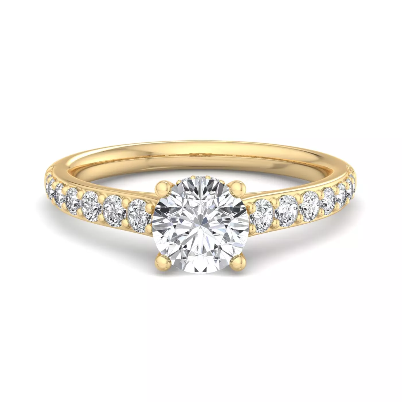 Cathedral Side-Stone 14K Yellow Gold Engagement Ring