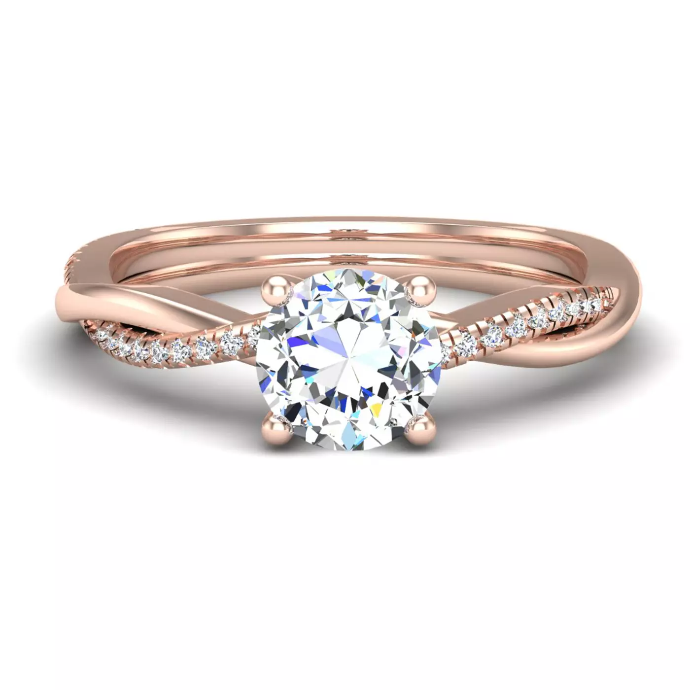 Twisted Pavé Shank 14K Rose Gold Engagement Ring