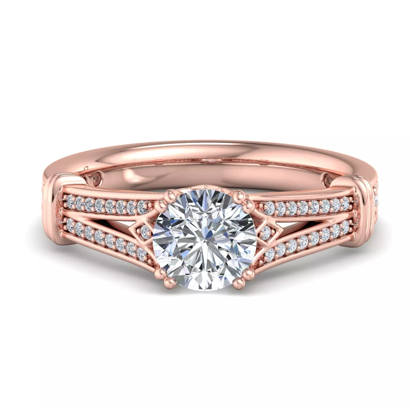 Brilliant Side Accents 14K Rose Gold Engagement Ring