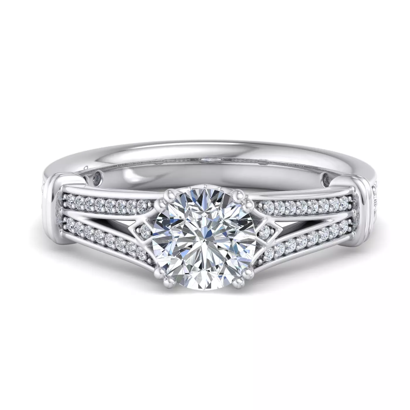 Brilliant Side Accents 14K White Gold Engagement Ring