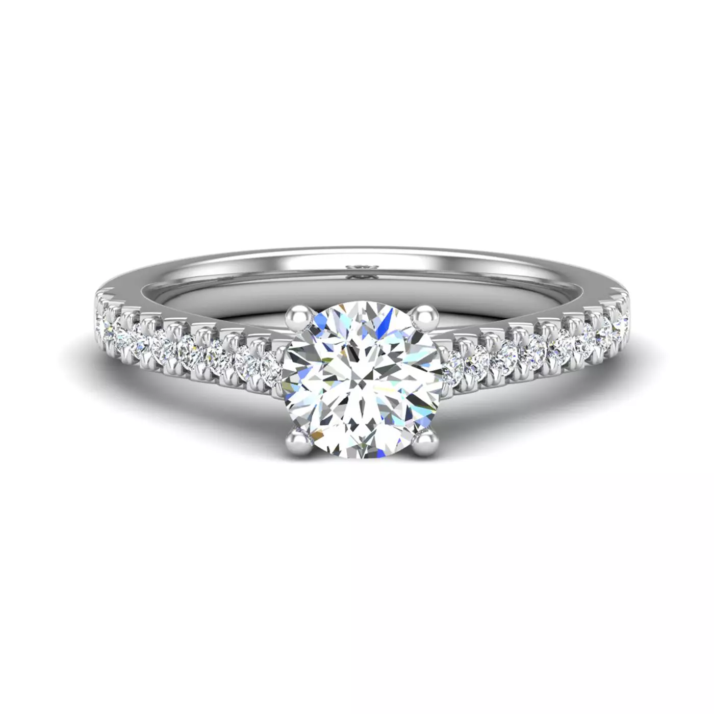 Cathedral Silhouette 14K White Gold Engagement Ring