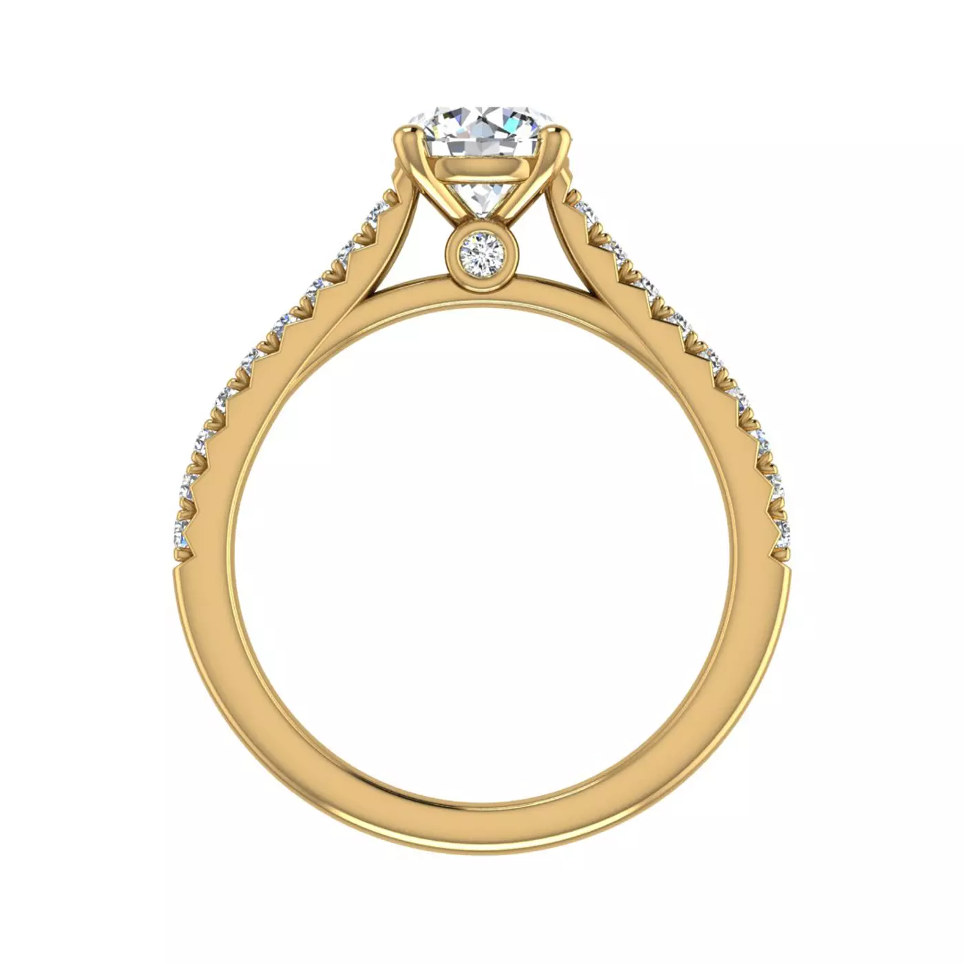 Gianna French Pave Cathedral Engagement Ring - 14K Yellow Gold