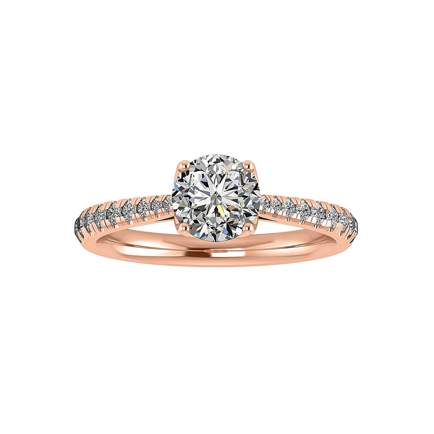 Brilliant Side Accents 14K Rose Gold Engagement Ring