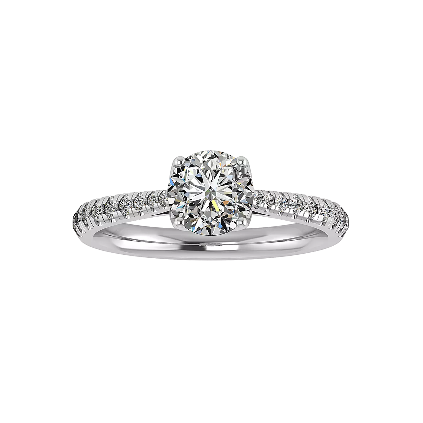 Brilliant Side Accents 14K White Gold Engagement Ring