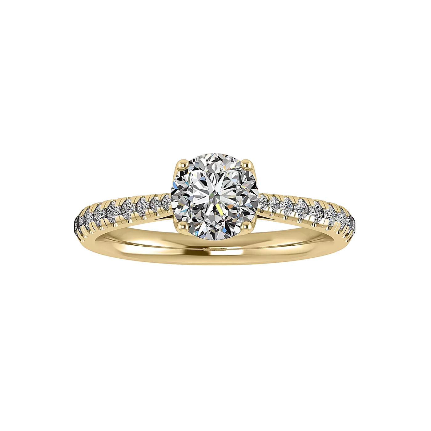 Brilliant Side Accents 14K Yellow Gold Engagement Ring