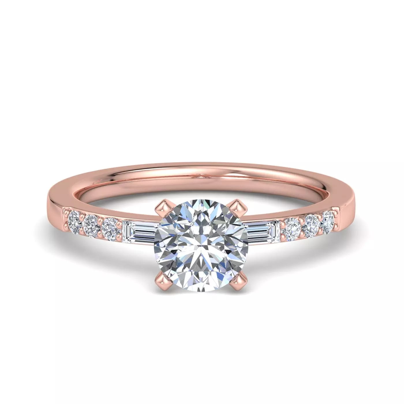 Brilliant Side Accents 14K Rose Gold Engagement Ring