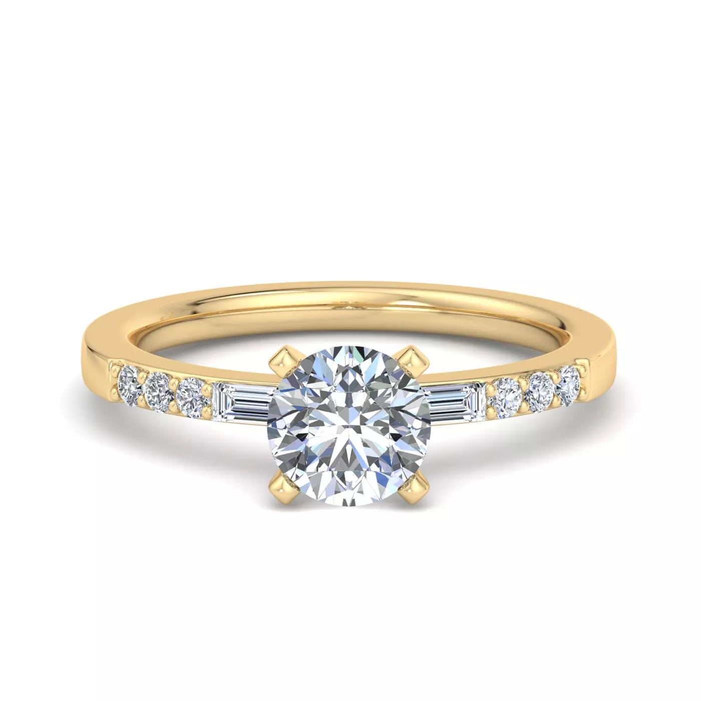 Brilliant Side Accents 14K Yellow Gold Engagement Ring