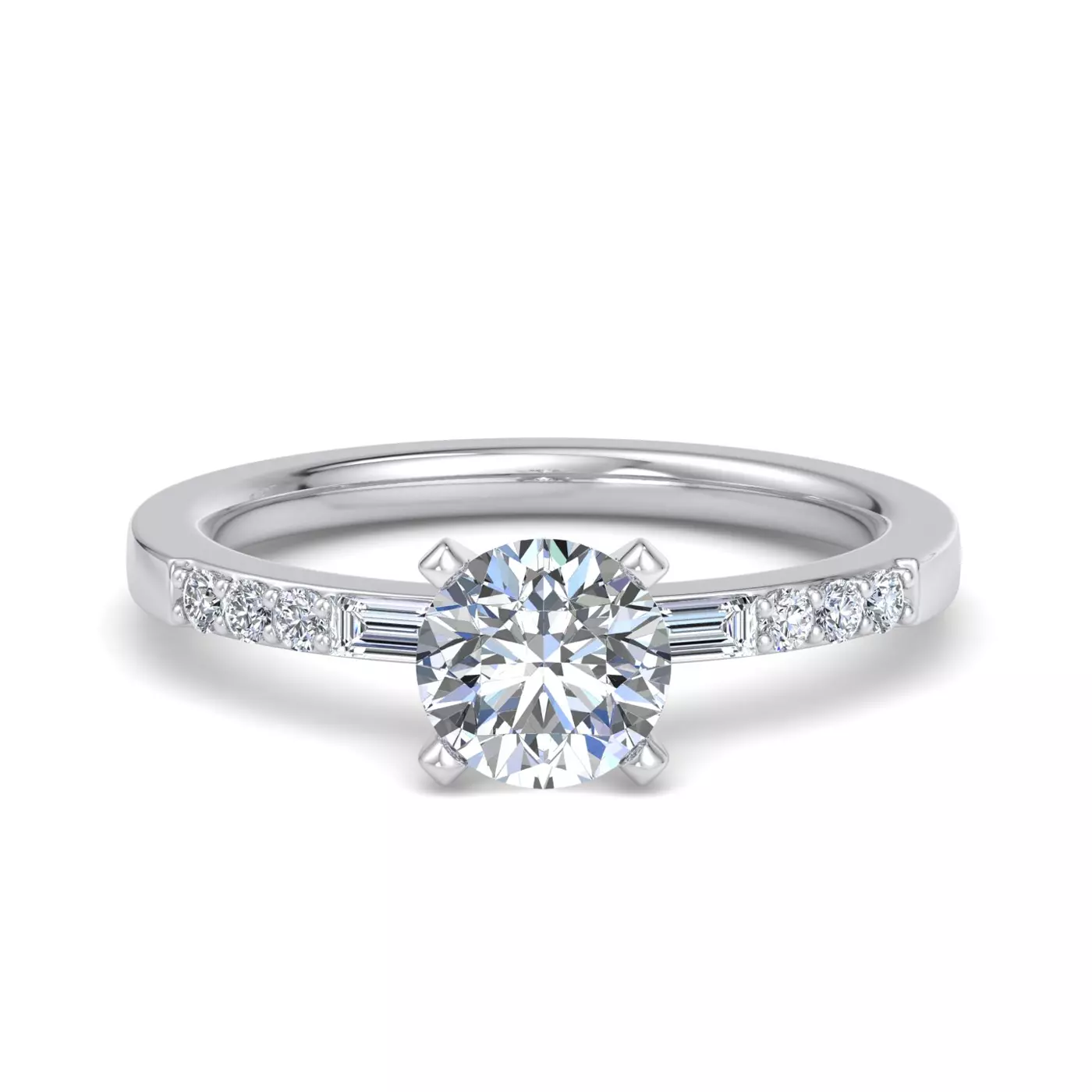 Brilliant Side Accents Platinum Engagement Ring