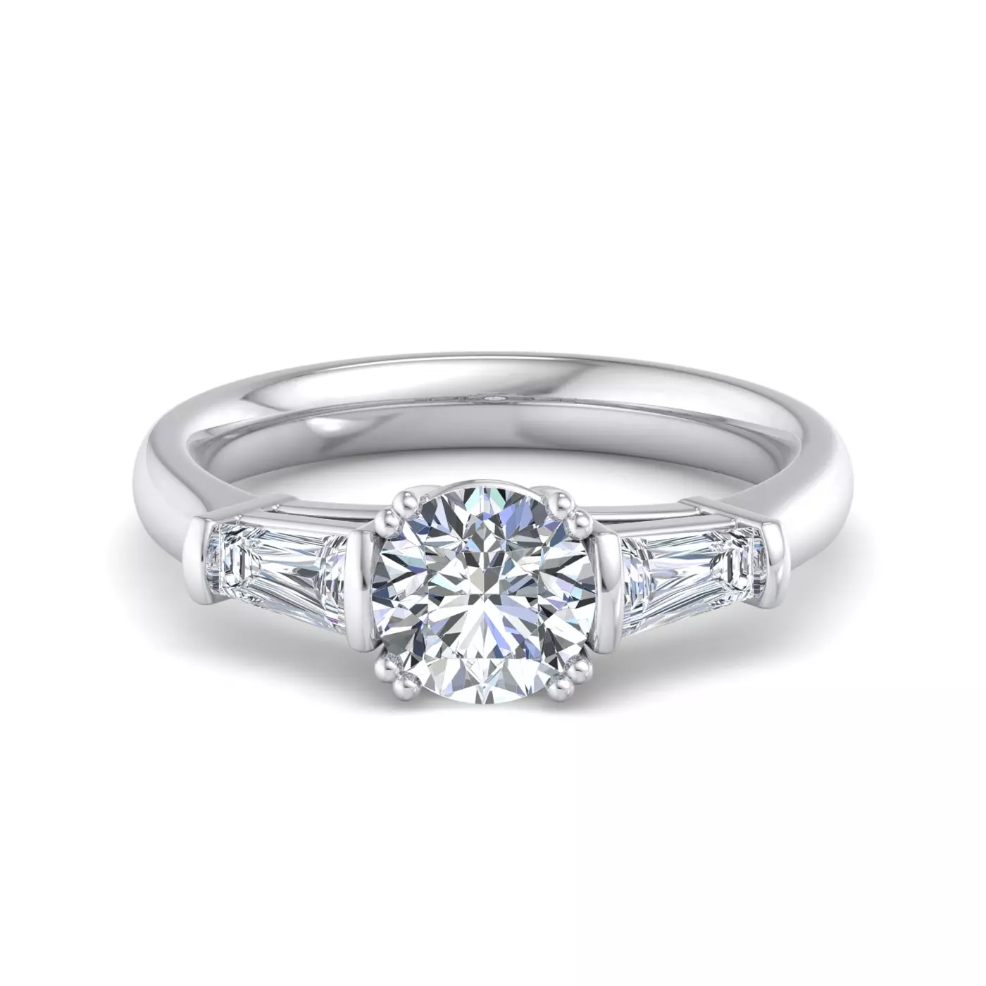 Sculpted Silhouette 18K White Gold Engagement Ring