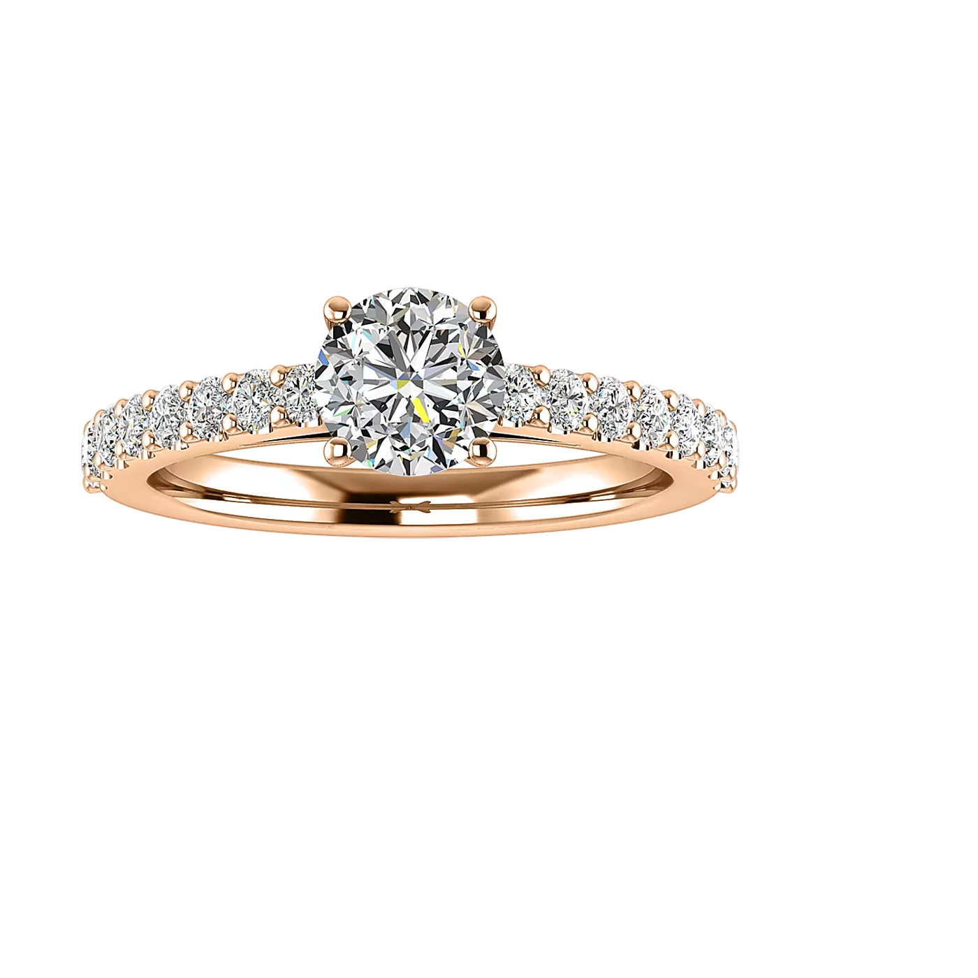 Brilliant Side Accents 14K Rose Gold Engagement Ring