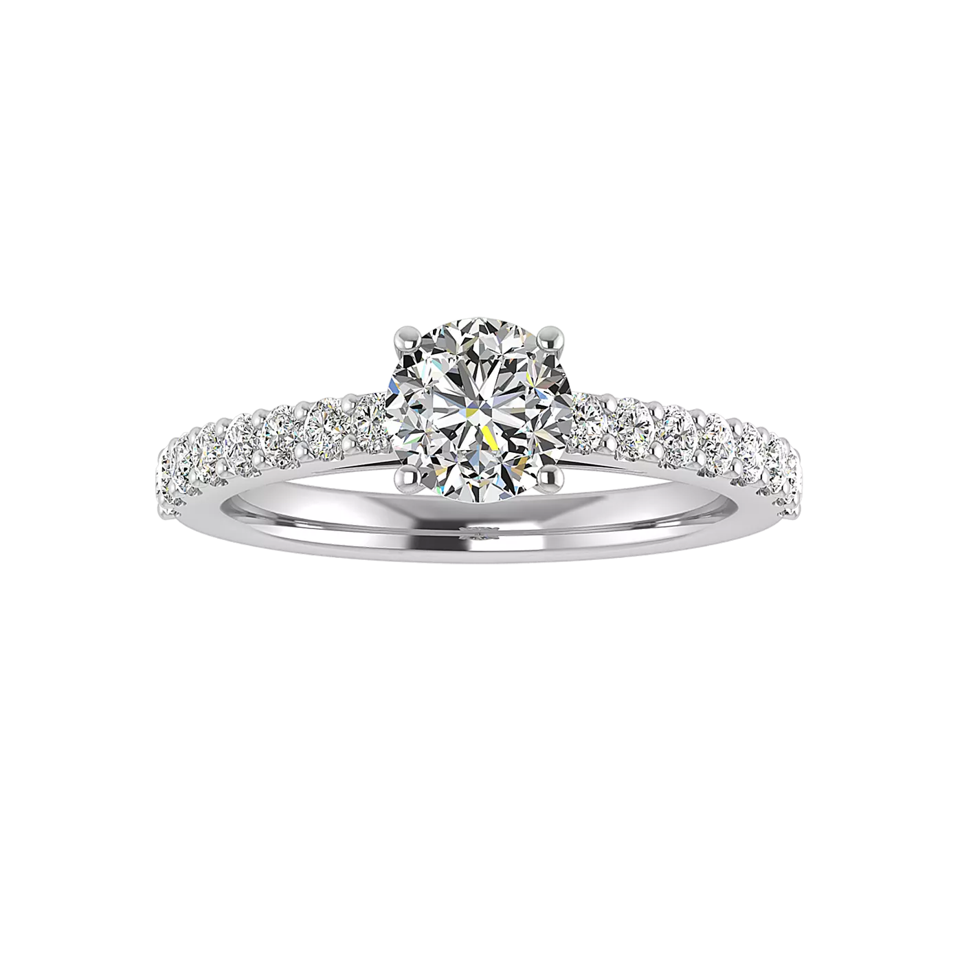 Brilliant Side Accents 18K White Gold Engagement Ring