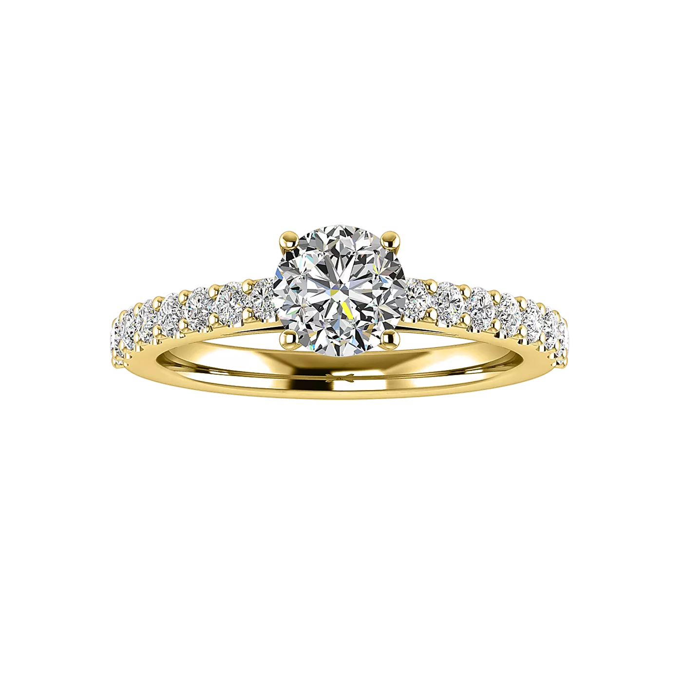 Brilliant Side Accents 18K Yellow Gold Engagement Ring