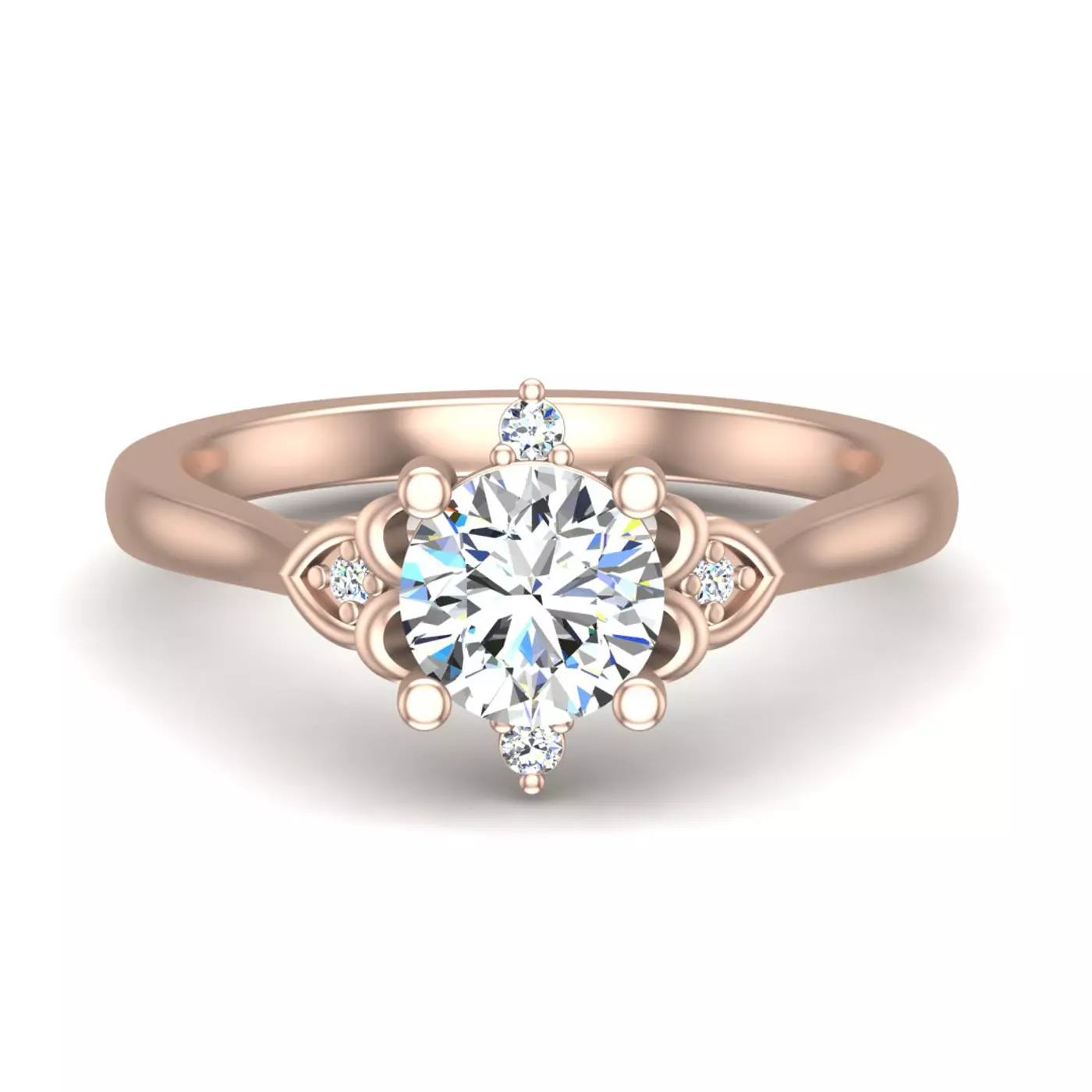Brilliant Side Accents 14K Rose Gold Engagement Ring