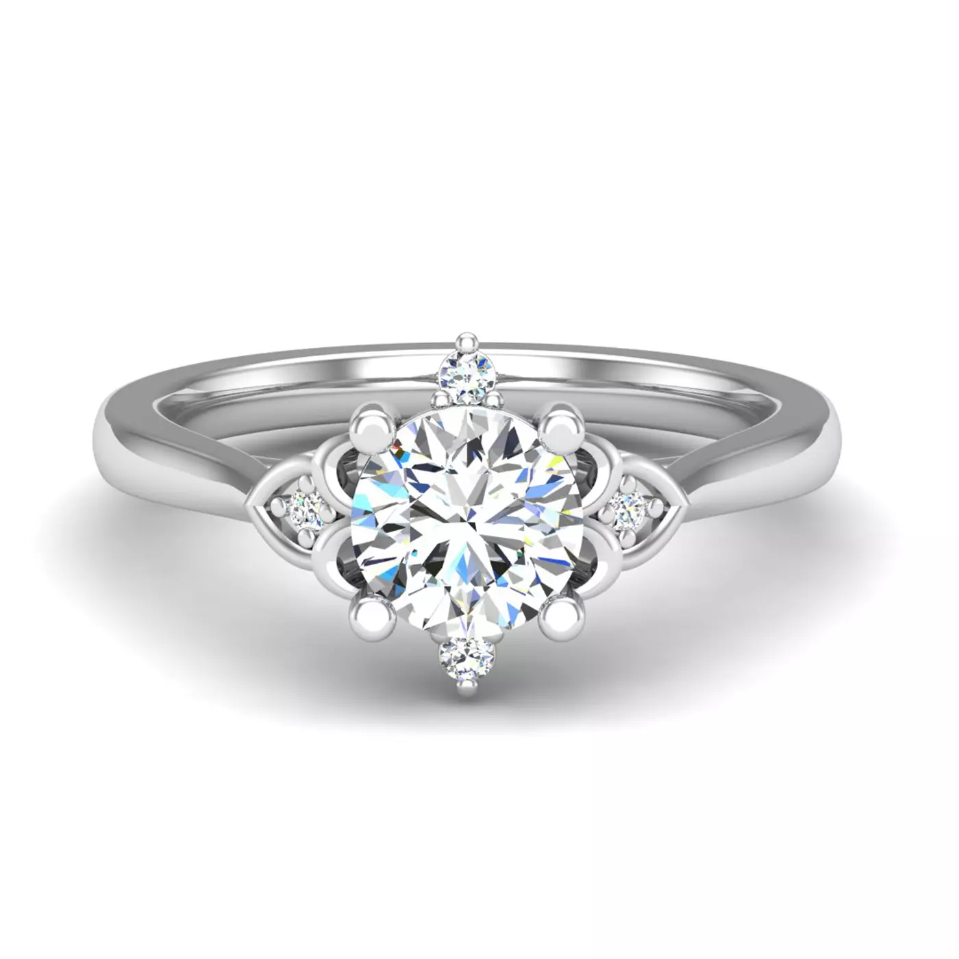 Brilliant Side Accents 14K White Gold Engagement Ring
