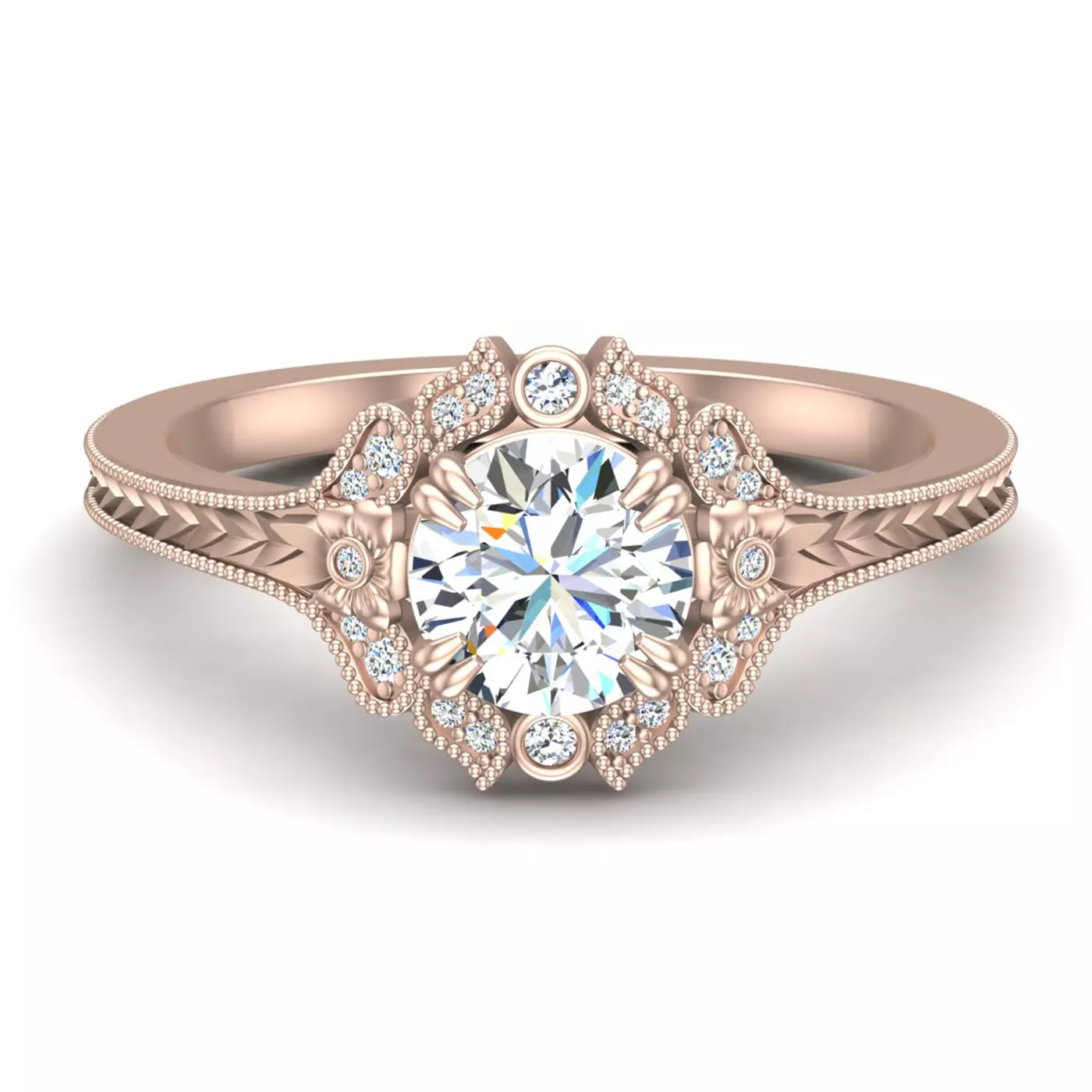 Brilliant Side Accents 14K Rose Gold Engagement Ring