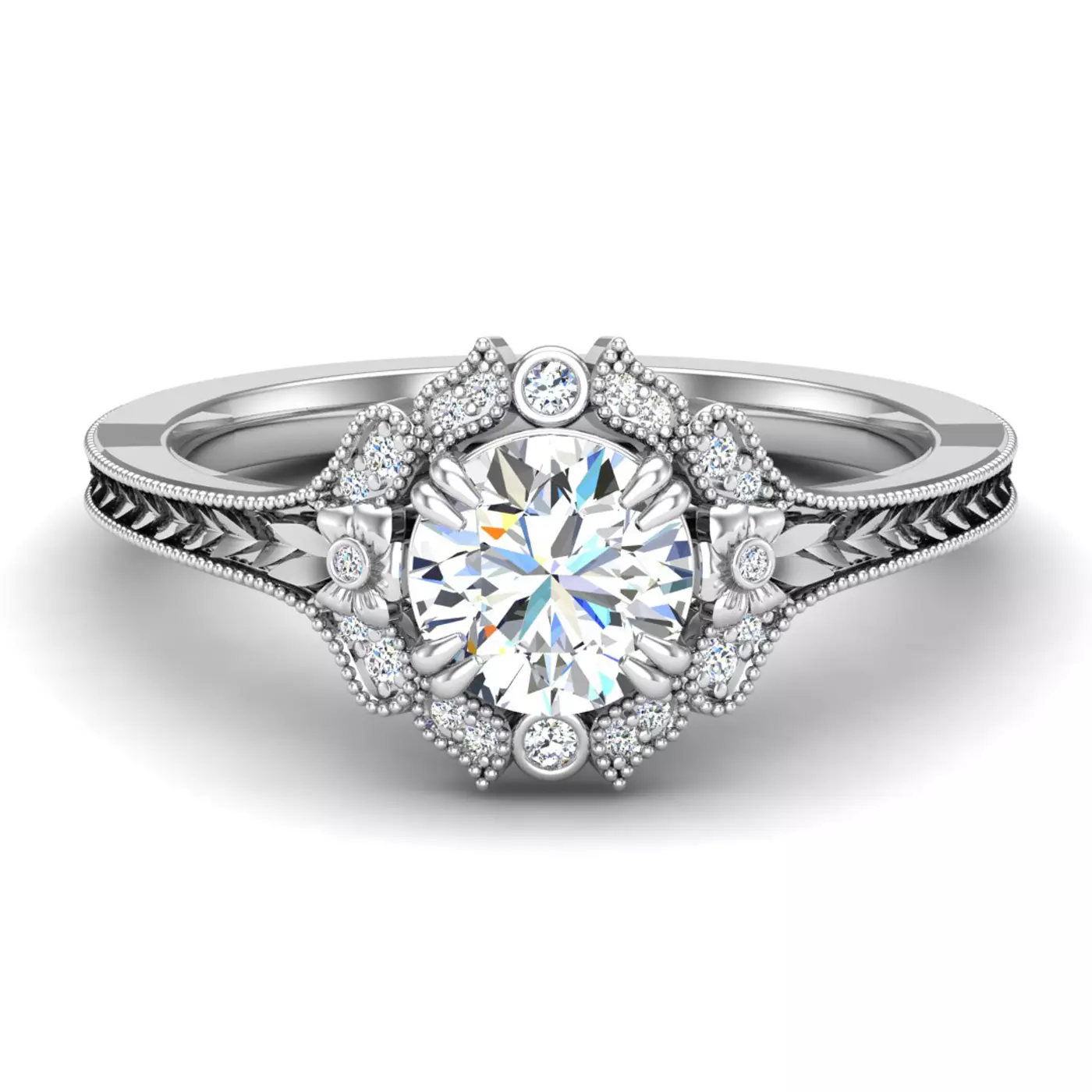 Brilliant Side Accents Platinum Engagement Ring