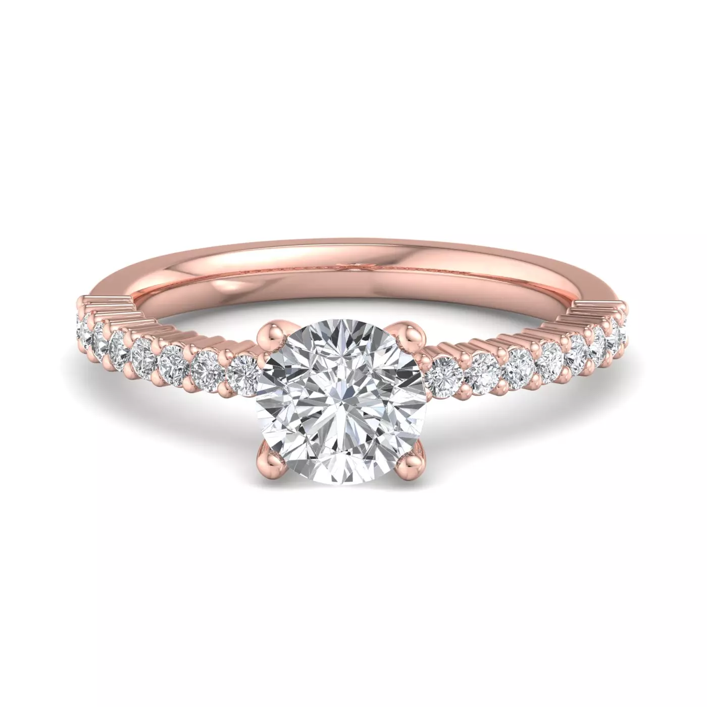 Brilliant Side Accents 14K Rose Gold Engagement Ring