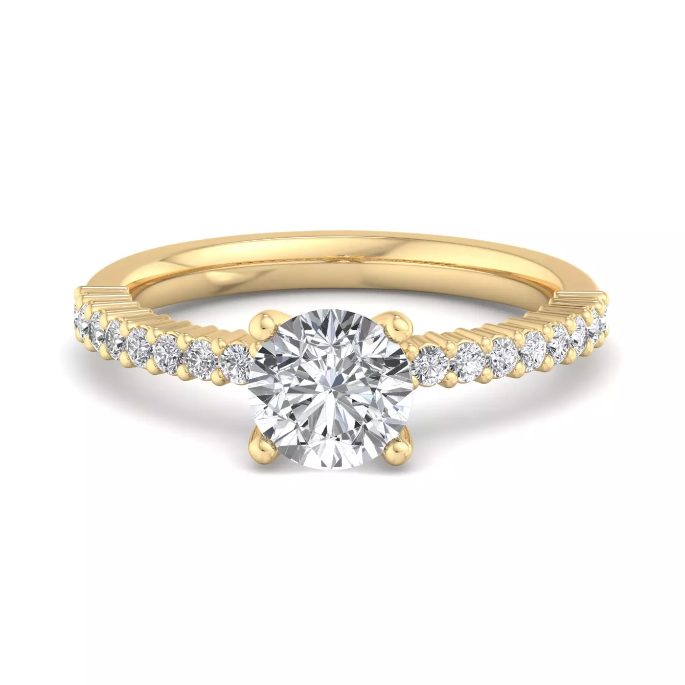 Brilliant Side Accents 14K Yellow Gold Engagement Ring
